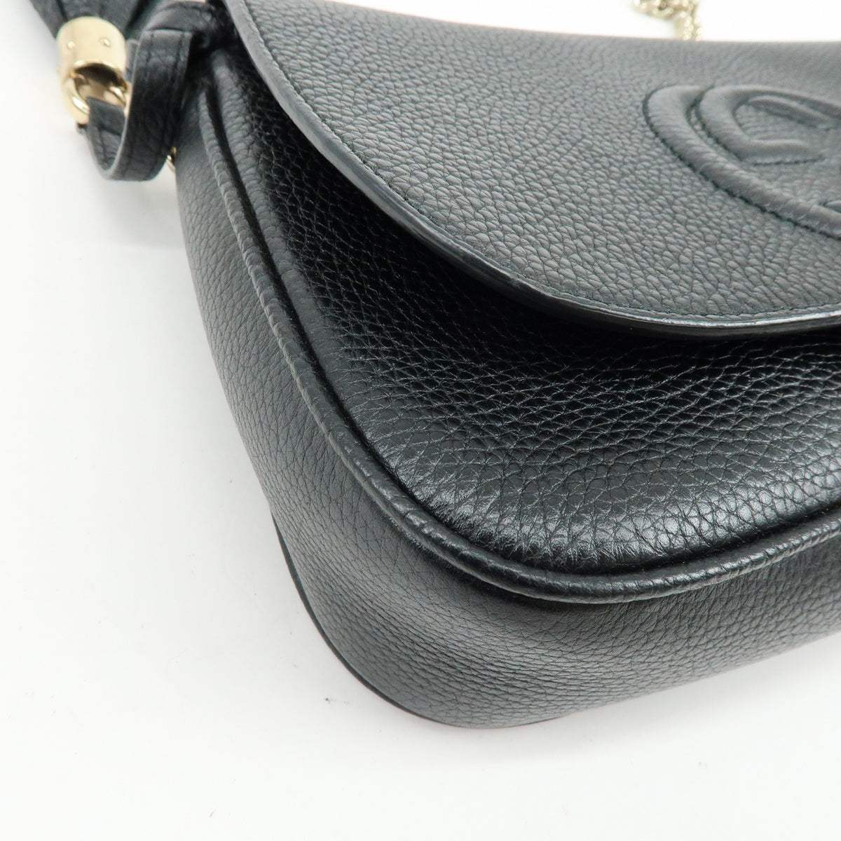 GUCCI SOHO Interlocking G Leather Chain Shoulder Bag Black 536224