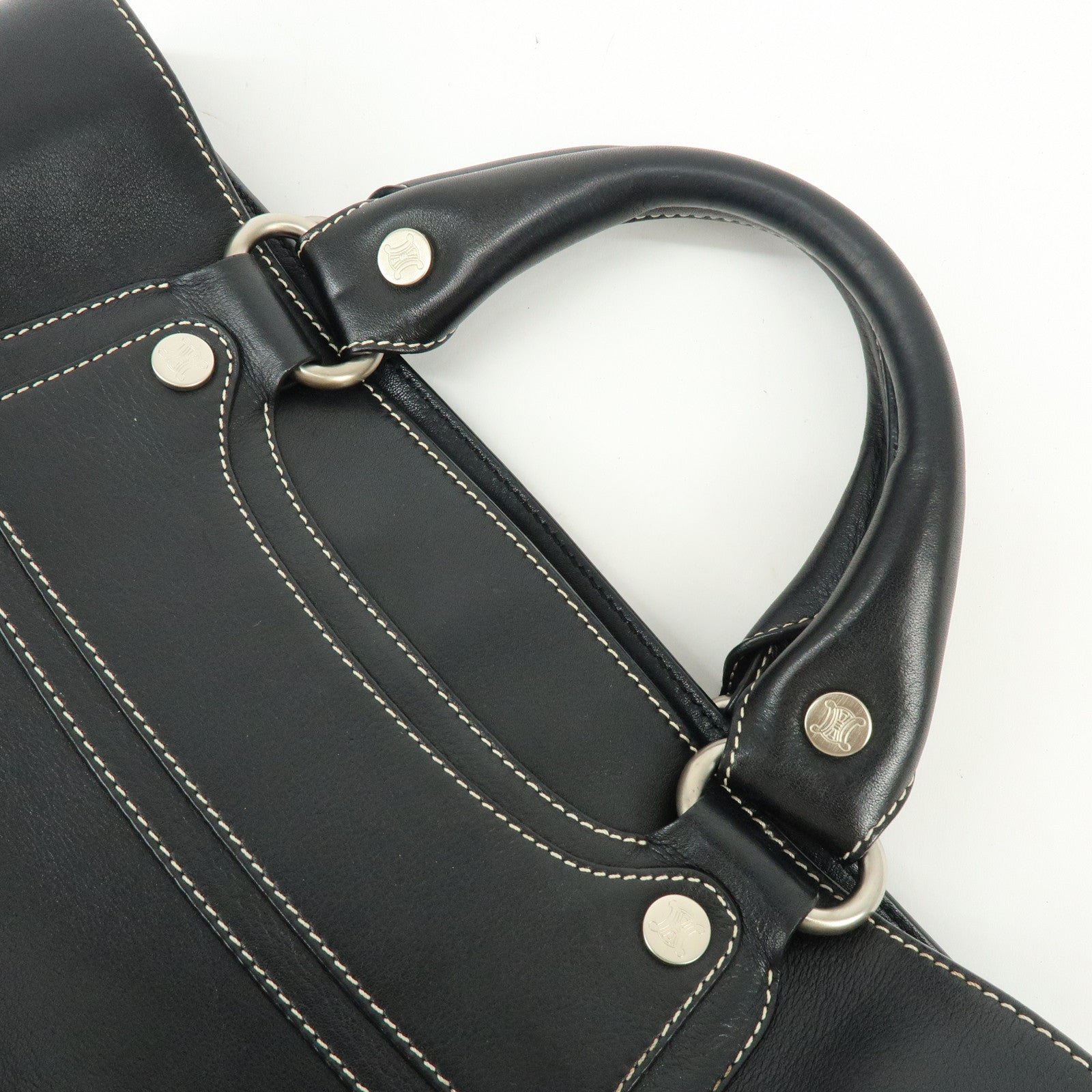 CELINE Boogie Bag Leather Hand Bag Tote Bag Black