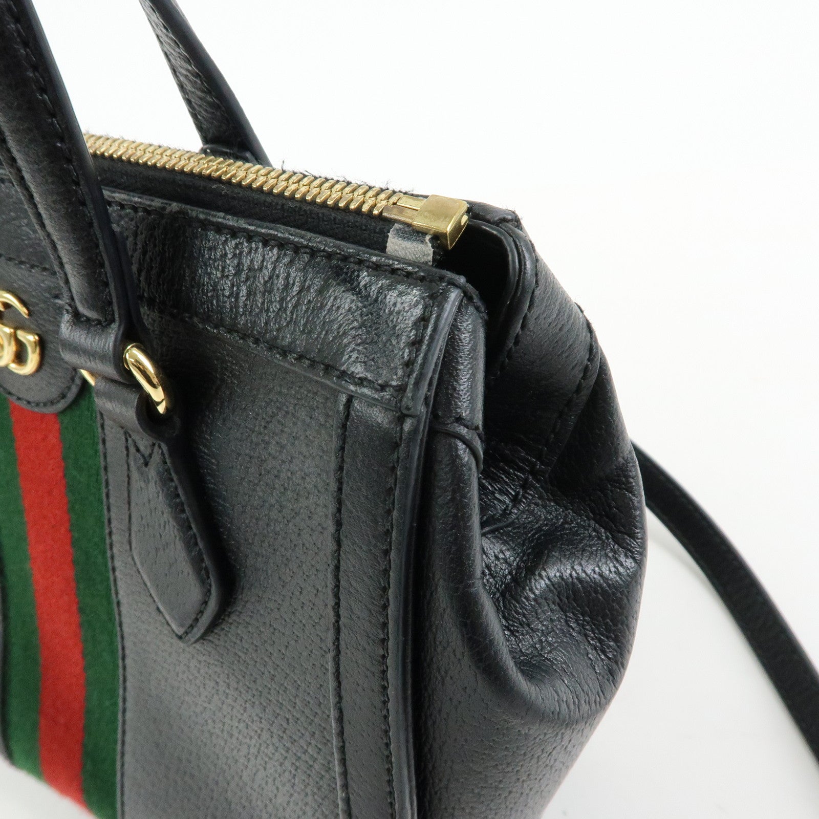 GUCCI Ophidia Sherry Leather 2Way Bag Shoulder Bag Hand Bag Black
