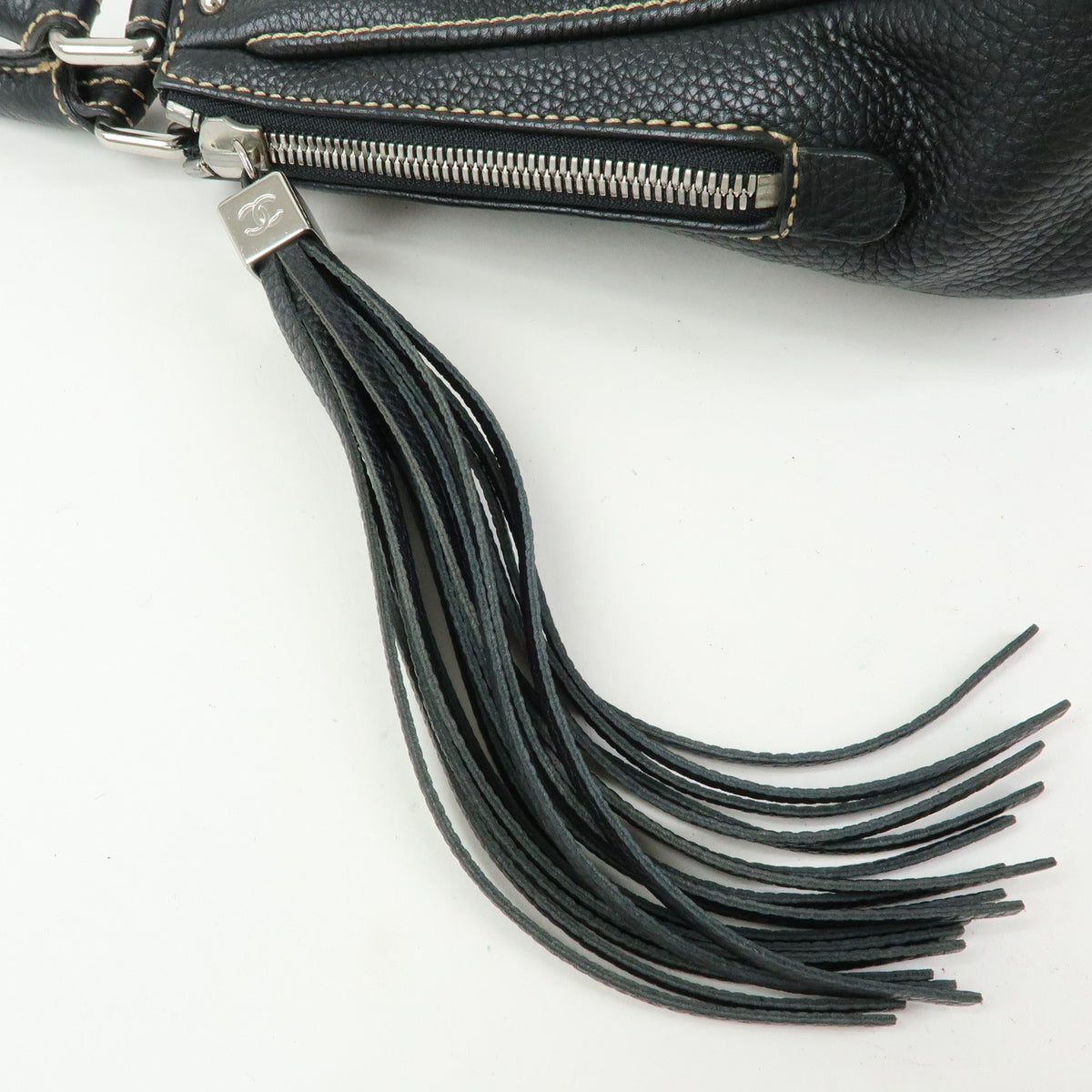 CHANEL LAX Leather Shoulder Bag Hand Bag Tassel Black A23055
