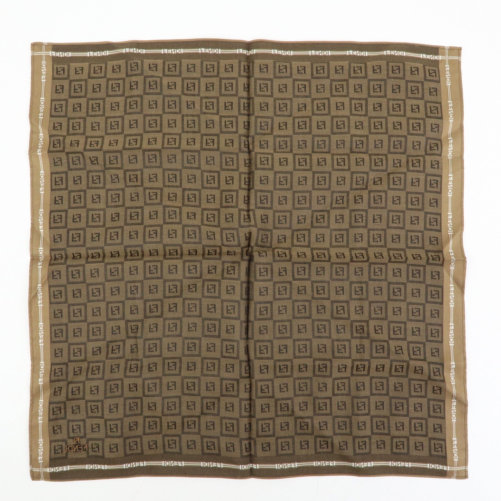 FENDI Zucca Zuccino Cotton 100% Lot of 5 Handkerchief Brown Green Pink