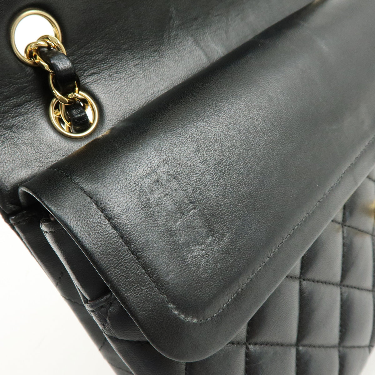 CHANEL Matelasse 25 Lamb Skin Double Flap Chain Shoulder Bag A01112