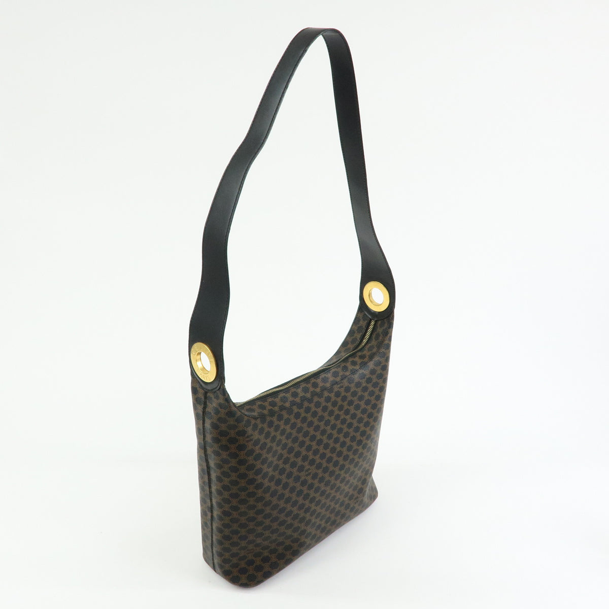 CELINE Macadam PVC Shoulder Bag Crossbody Bag Brown Black