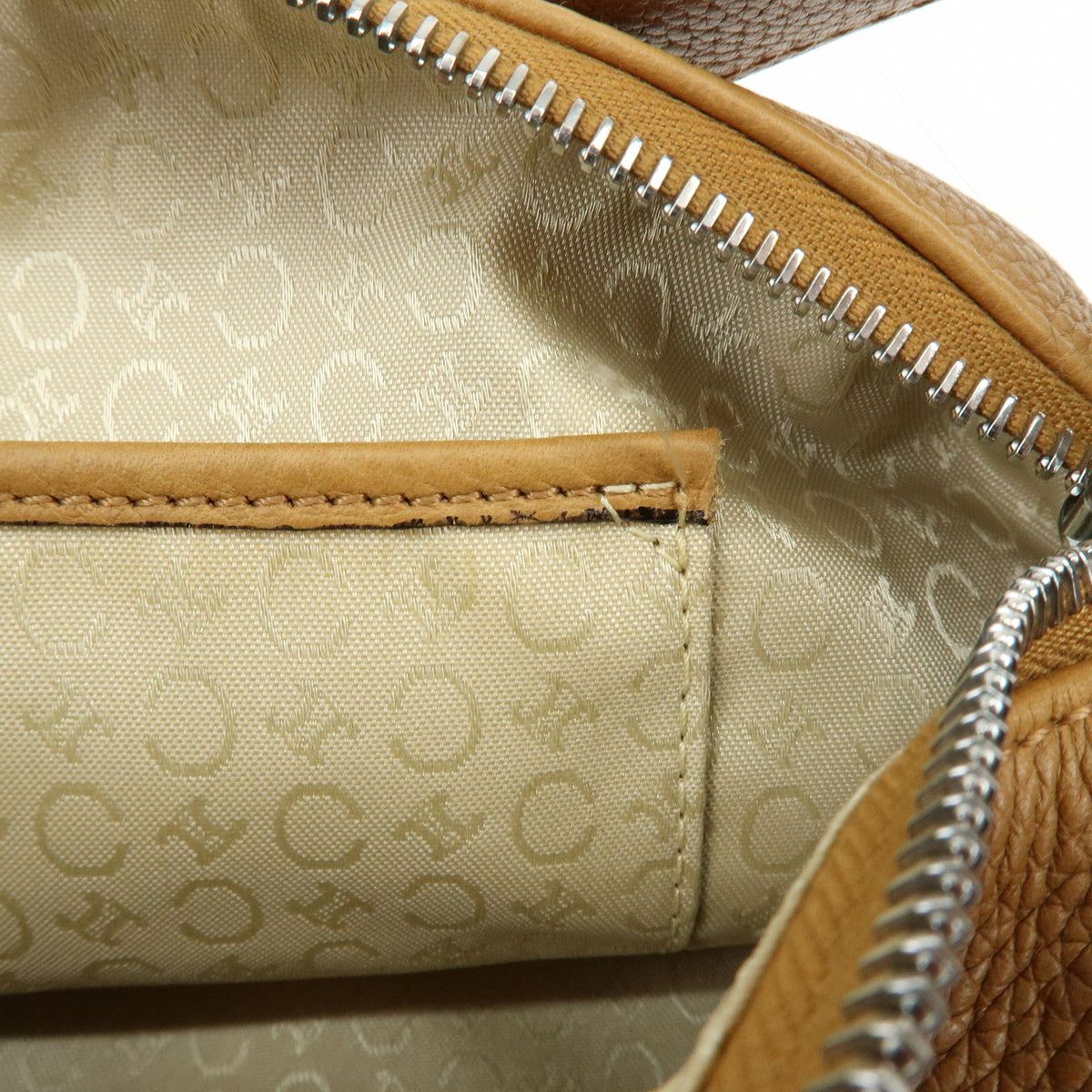 CELINE Logo Leather Shoulder Bag Hand Bag Camel