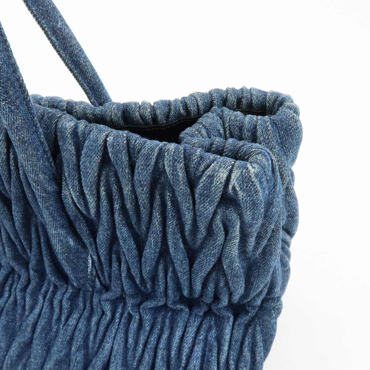 MIU MIU Logo Matelasse Denim Shoulder Bag Tote Bag Blue