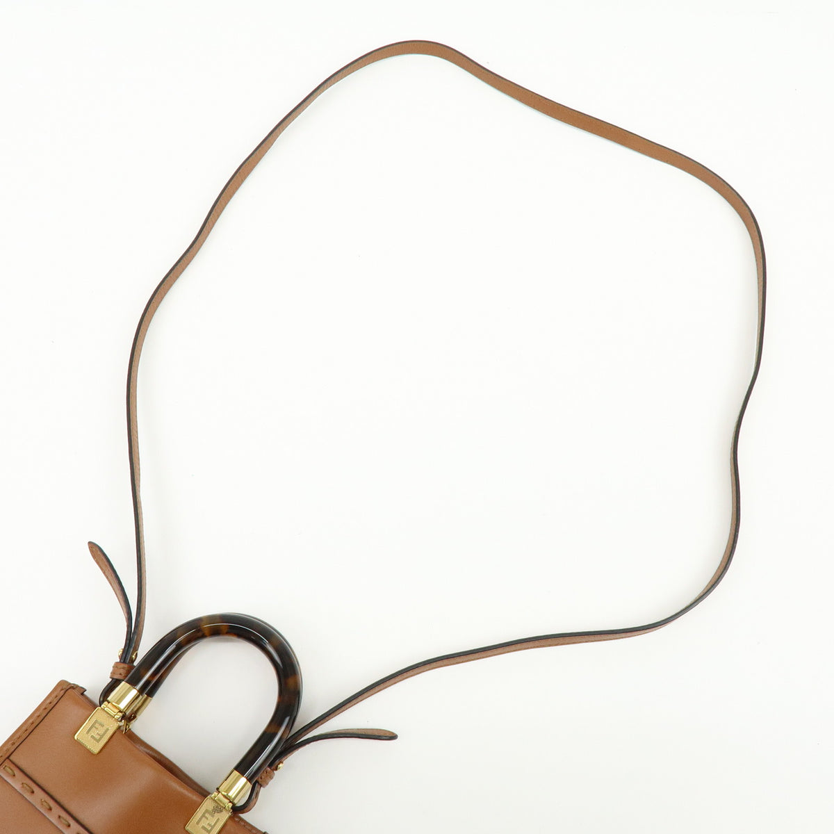 FENDI Sunshine Shopper Small 2Way Bag Shoulder Bag Camel 8BS051