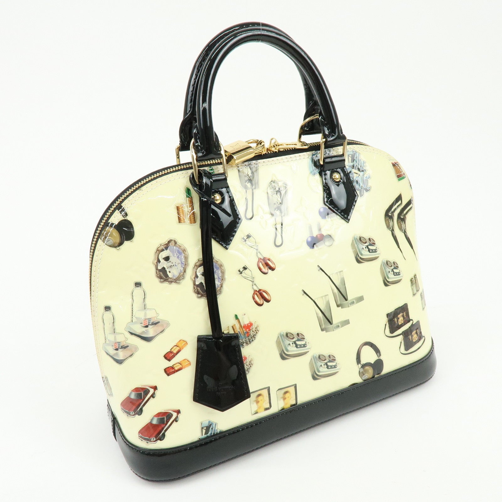 Louis Vuitton Monogram Vernis Sticker Alma PM Hand Bag Off White M50466