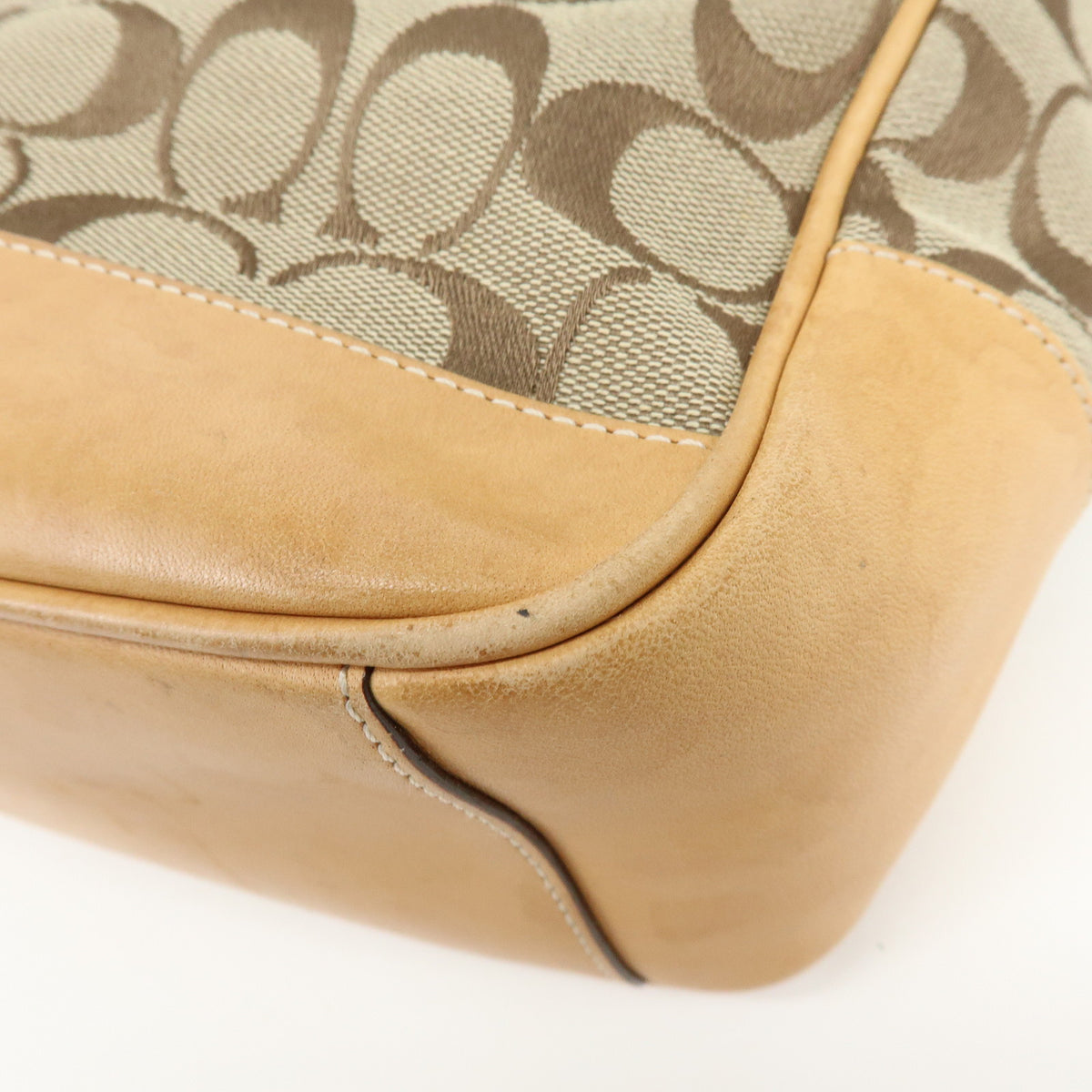 COACH Lot of 2 Signature Canvas Leather Shoulder Bag Beige Ivory