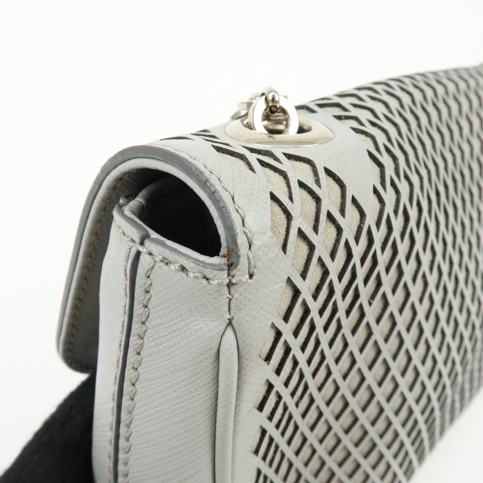Ferragamo Gancini Leather Shoulder Bag Hand Bag Gray