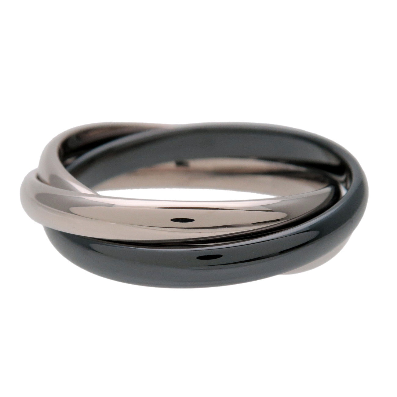 Cartier Trinity Ring K18 750WG White Gold Black Ceramic #65 US11.5