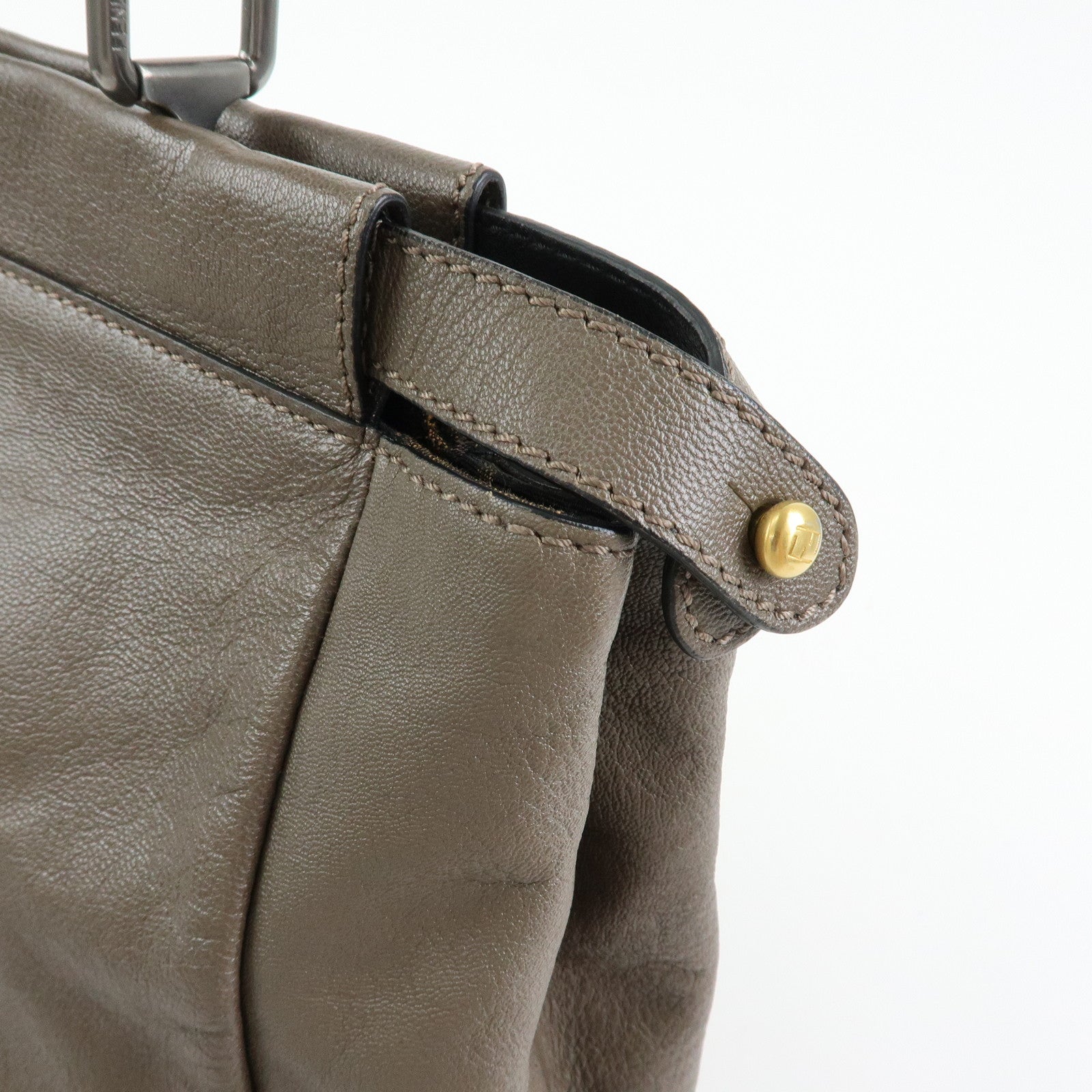 FENDI Peekaboo Large Leather 2Way Bag Shoulder Bag Brown 8BN210