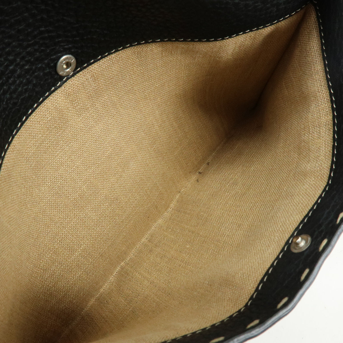 FENDI Selleria Leather Canvas Shoulder Bag Crossbody Bag Black 8BT092