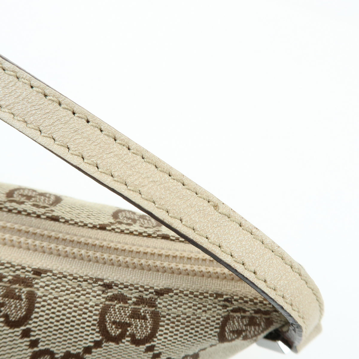 GUCCI Boat Bag GG Canvas Leather Hand Bag Accessory Pouch Beige 07198
