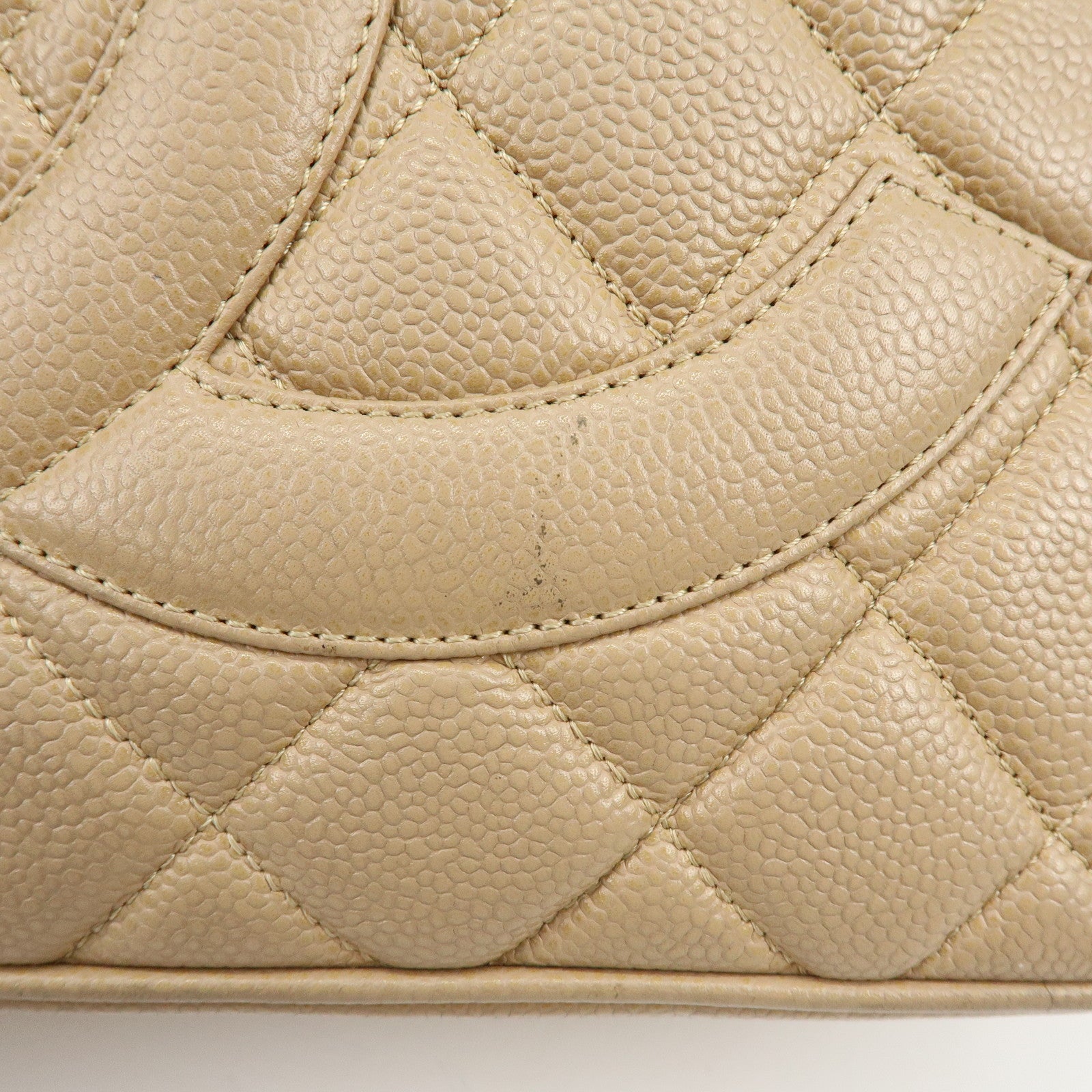 CHANEL Matelasse COCO Mark Caviarskin Medallion Tote Bag Beige A01804