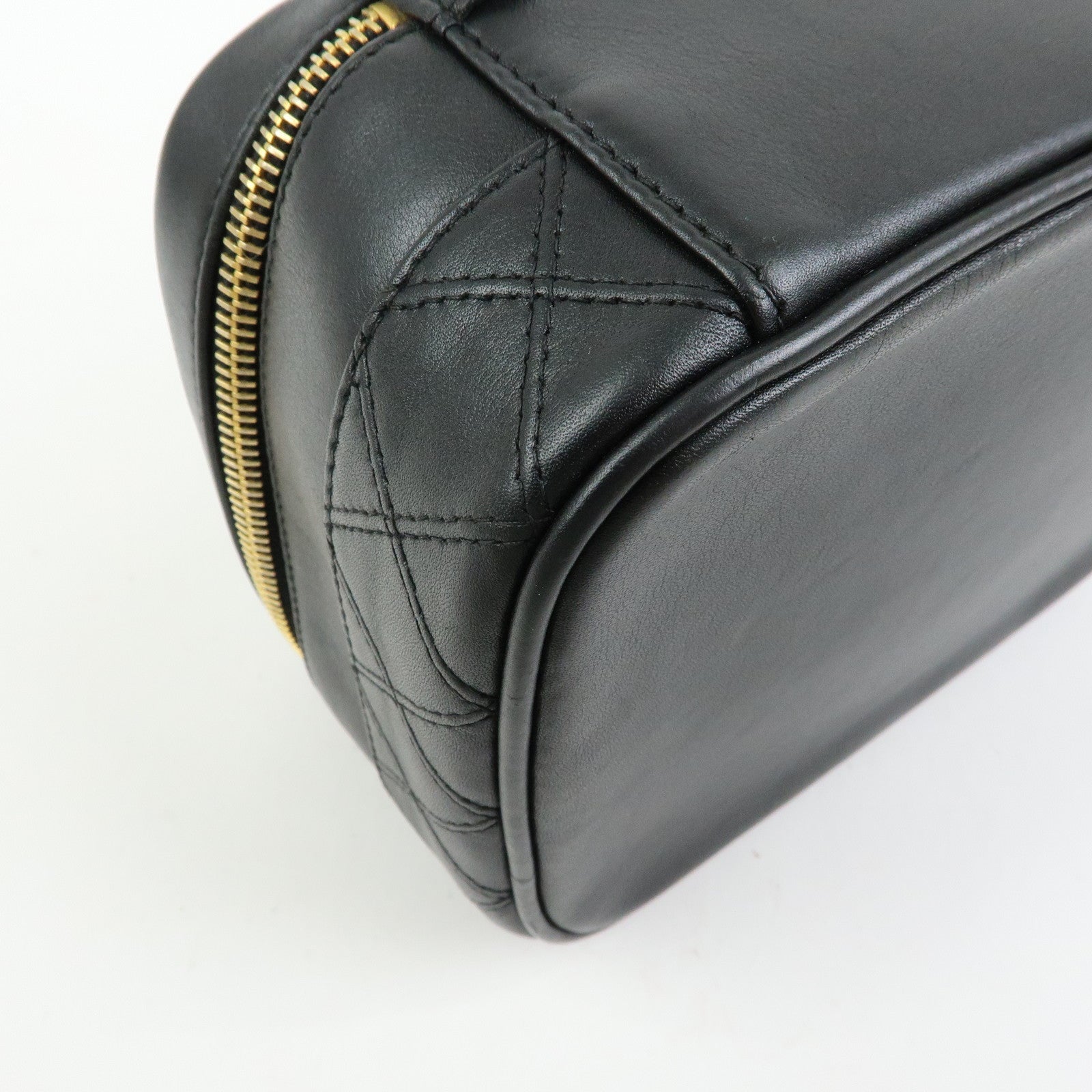 CHANEL Bicolore COCO Mark Calf Leather Vanity Bag Black A01618