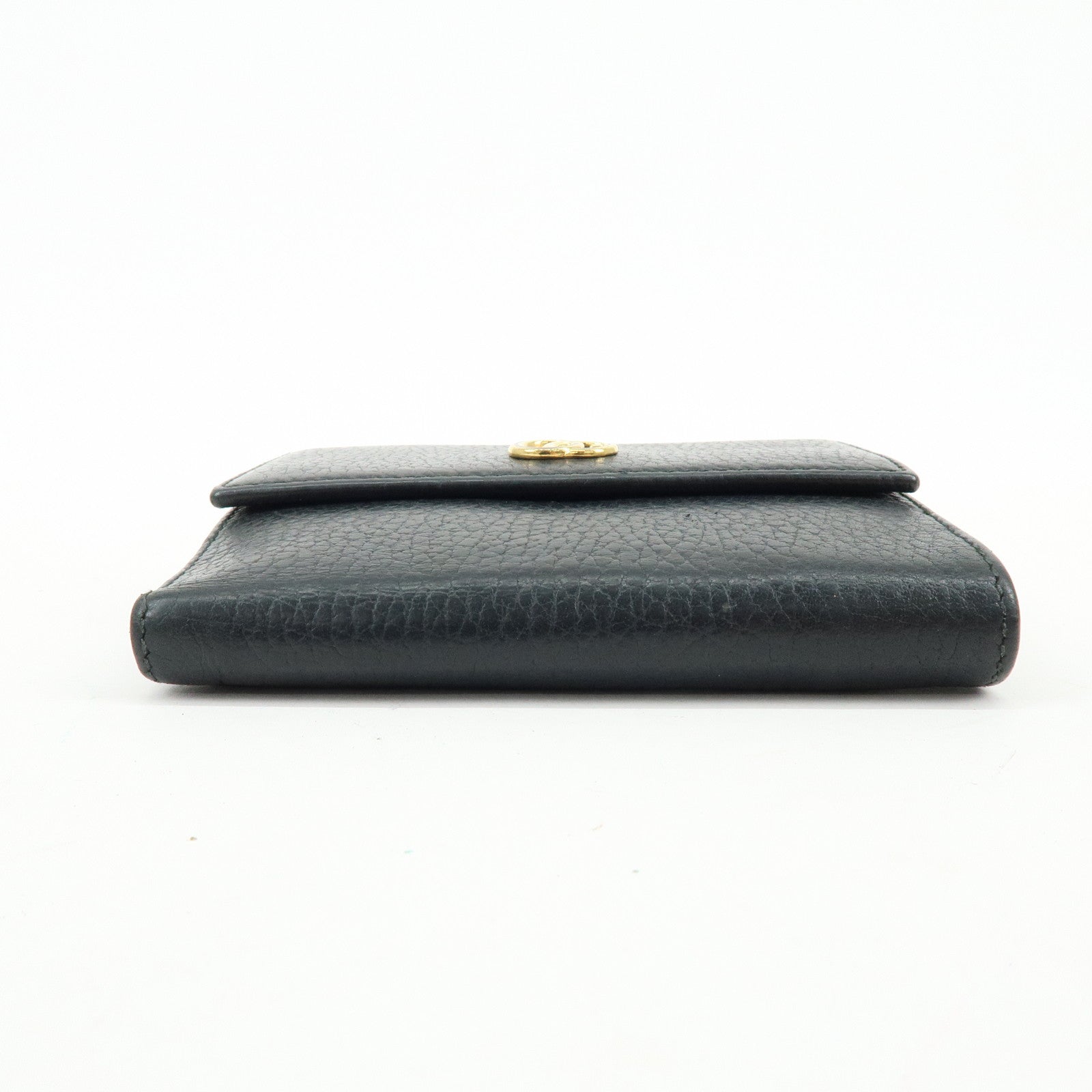 GUCCI GG Petit Marmont Leather Double Hook Compact Wallet Black 456122