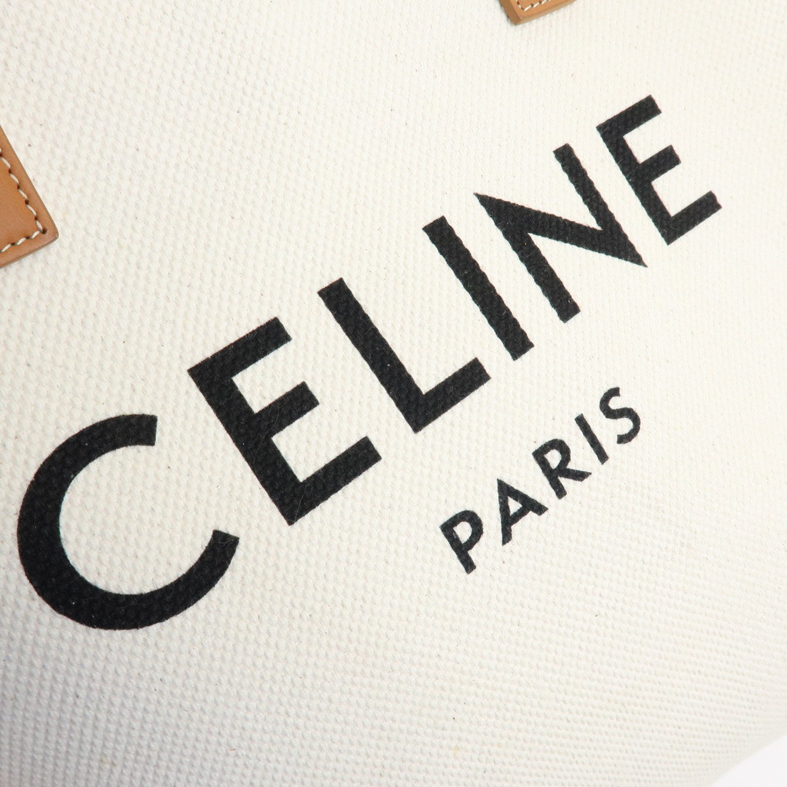Celine Horizontal Cabas Canvas Leather Tote Bag Natural