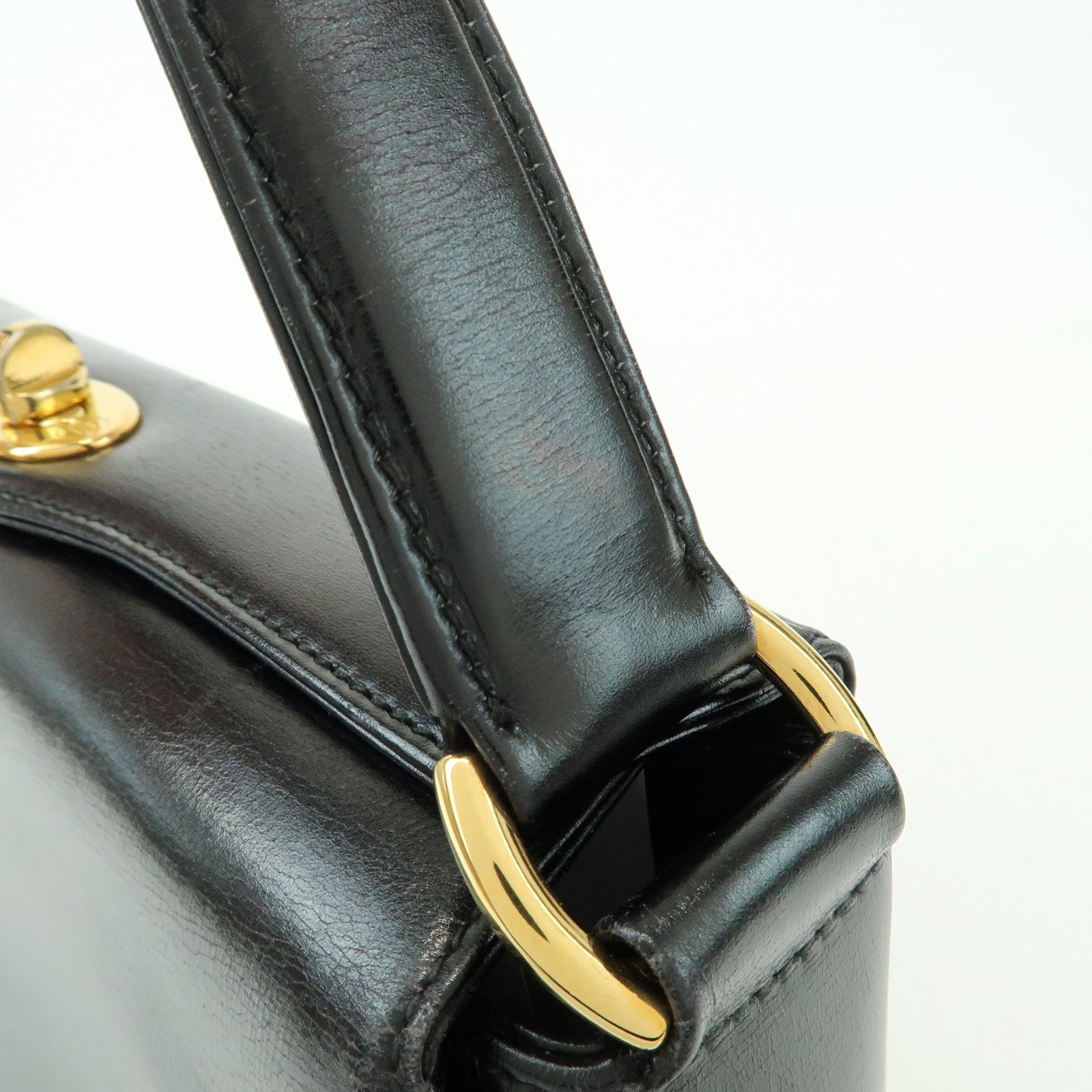 GUCCI Old Gucci Leather Hand Bag Top Handle Bag Black 000・26・0025