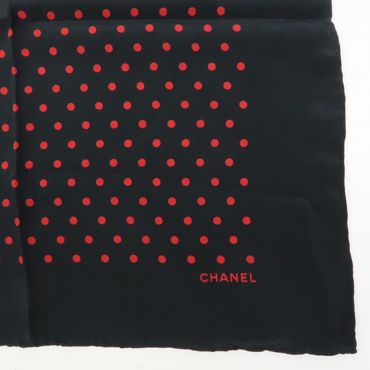 CHANEL COCO Mark Silk 100% Scarf Polka Dots Black Red