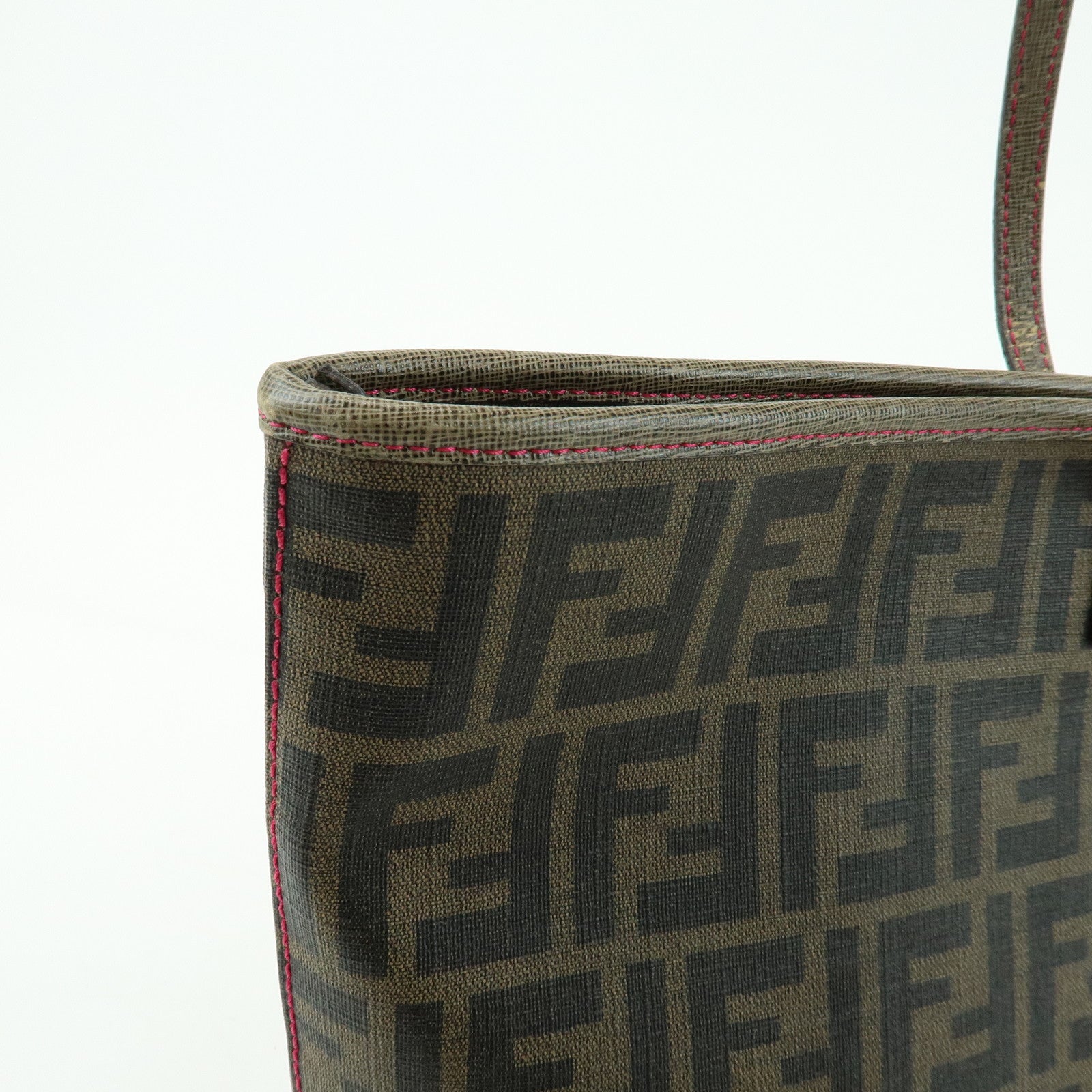 FENDI Zucca PVC Leather Tote Bag Shoulder Bag Hand Bag Brown 8BH185