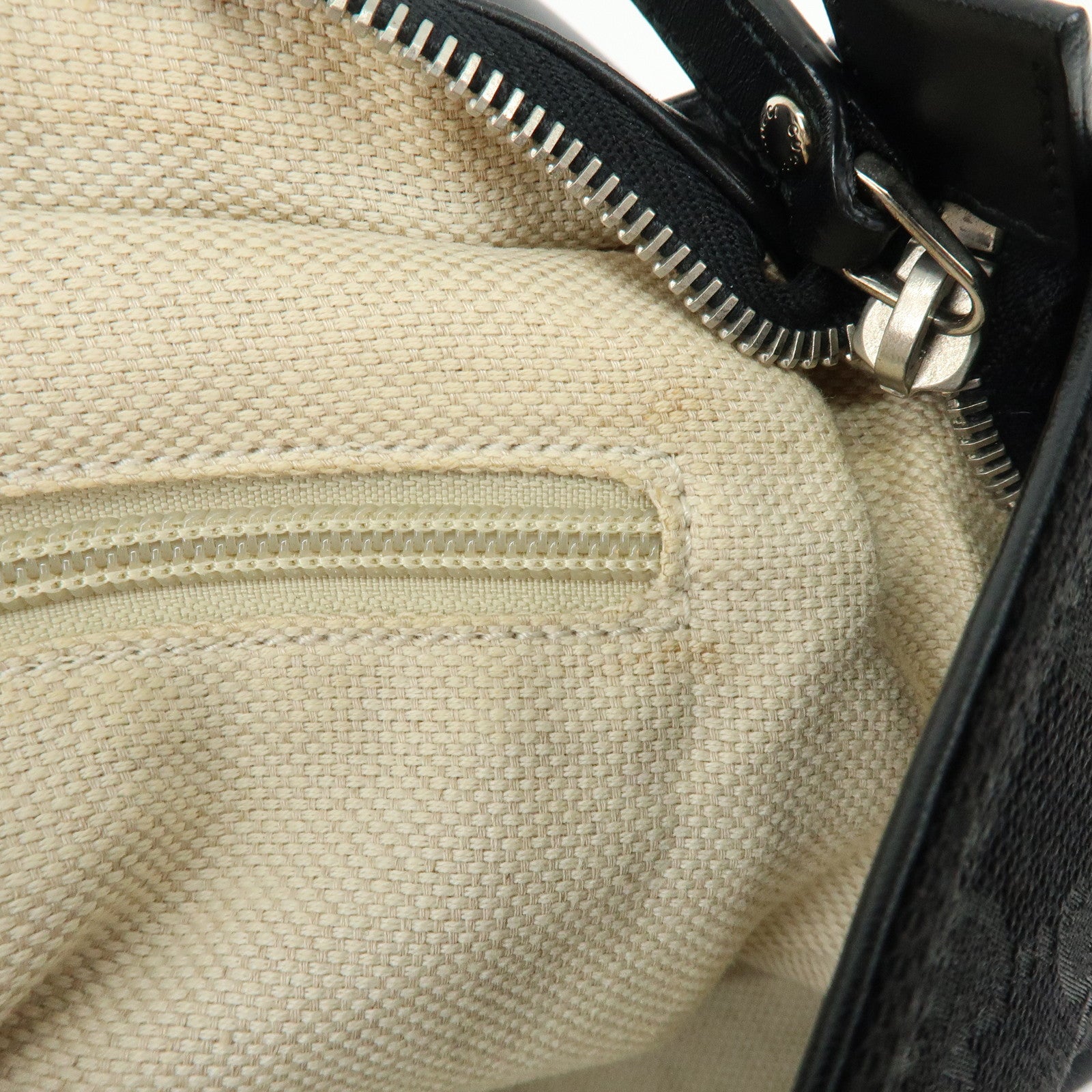 GUCCI Sherry GG Canvas Leather Tote Bag Shoulder Bag Black 308928
