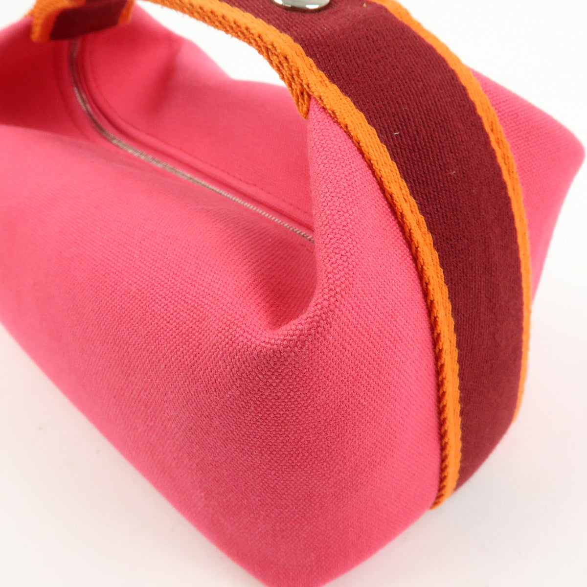 HERMES Bride A Brac PM Canvas Hand Bag Vanity Bag B Stamped Hibiscus