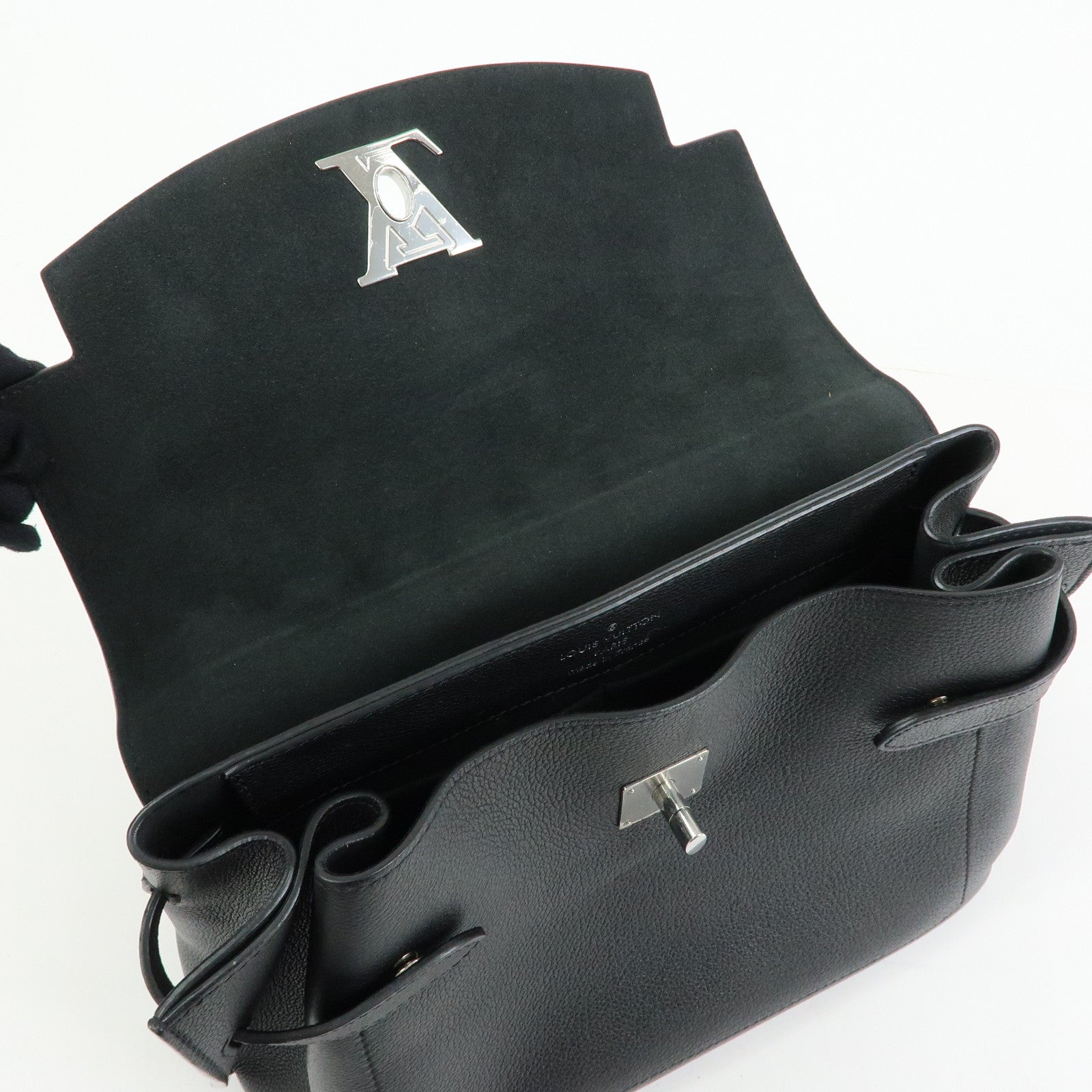 Louis Vuitton Lockme Ever MM Calf Leather 2Way Hand Bag Black M51395