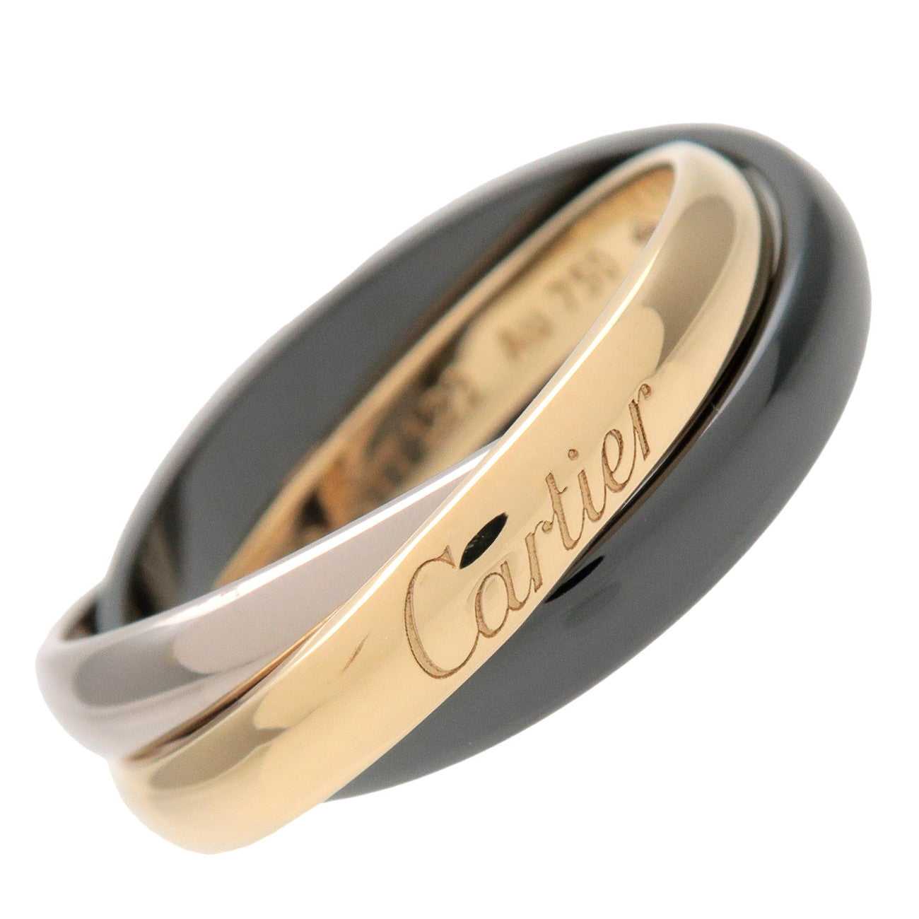 Cartier Trinity Ring SM K18 Black Ceramic 750YG/WG #50 US5.5 EU50 HK12
