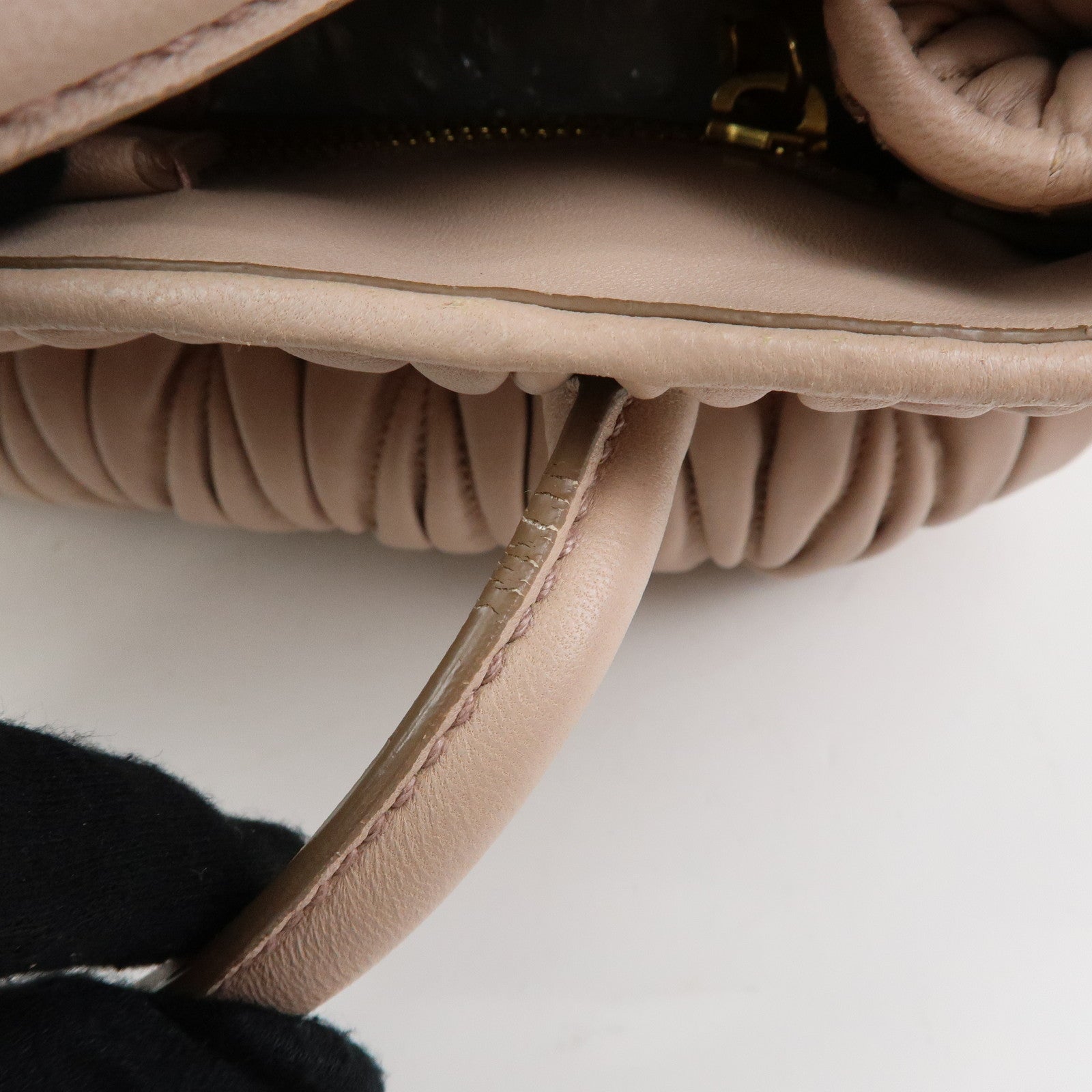 MIU MIU Matelasse Nappa Gaufre Leather 2Way Hand Bag Pink Beige RN1069