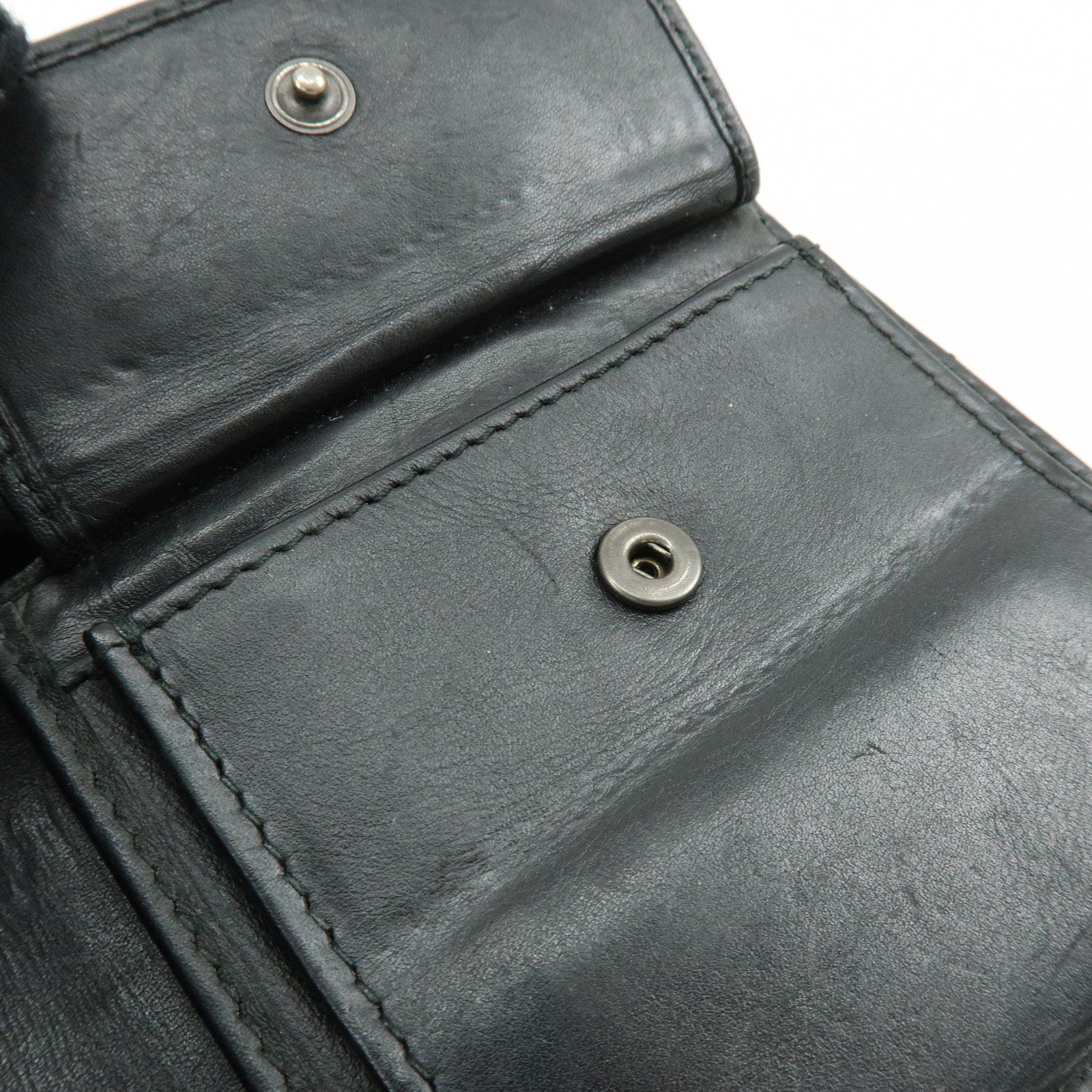 Bottega Veneta Intrecciato Leather Bi-fold Comact Wallet Black 193642