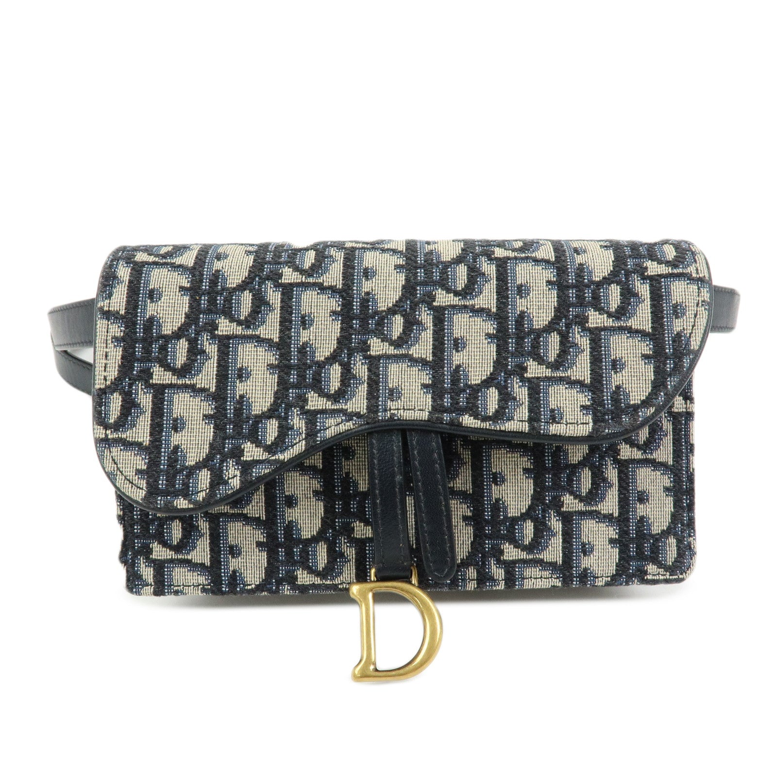 Christian Dior Saddle Trotter Canvas Waist Pouch Body Bag Navy