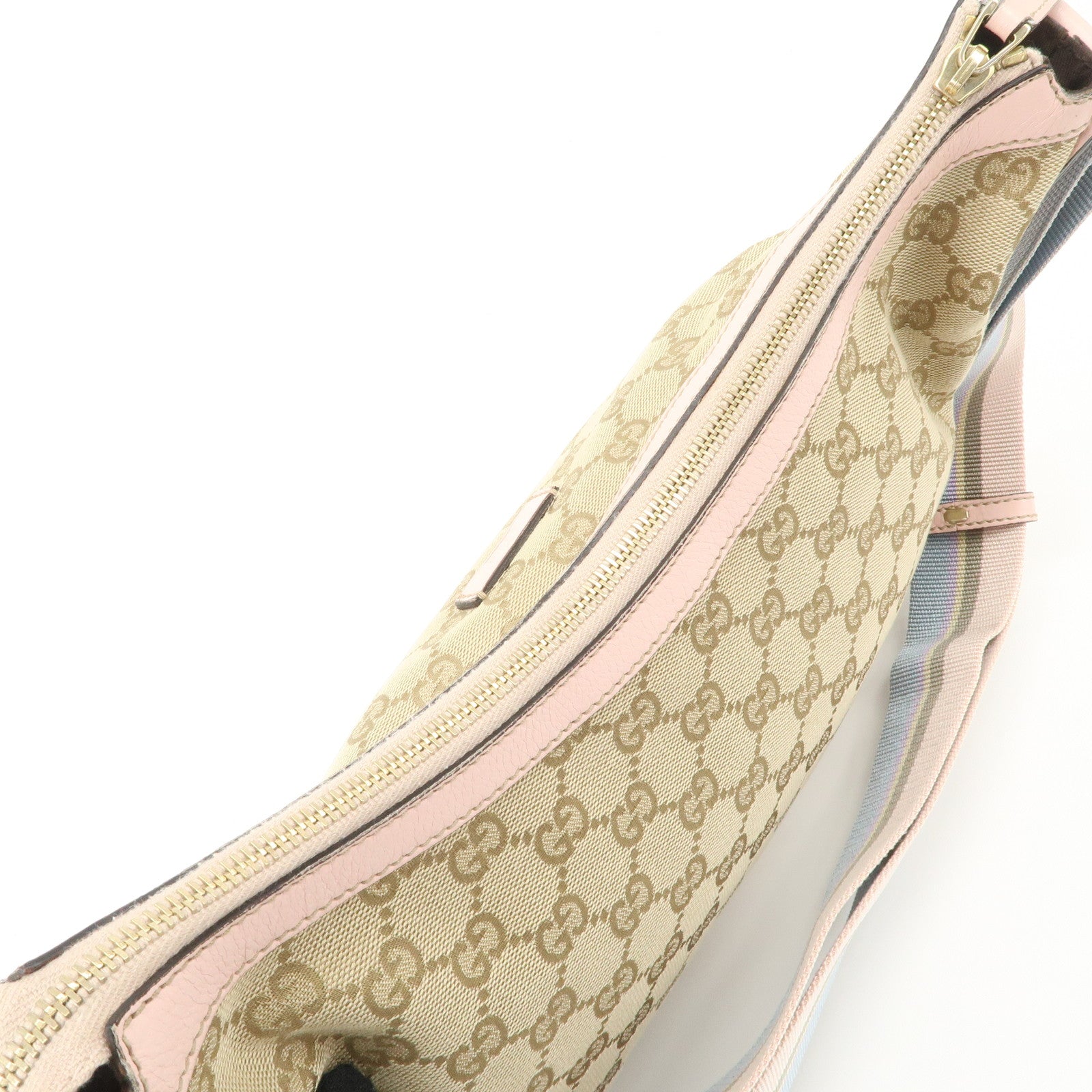 GUCCI GG Canvas Leather Shoulder Bag Crossbody Bag Beige Pink 181092 Used