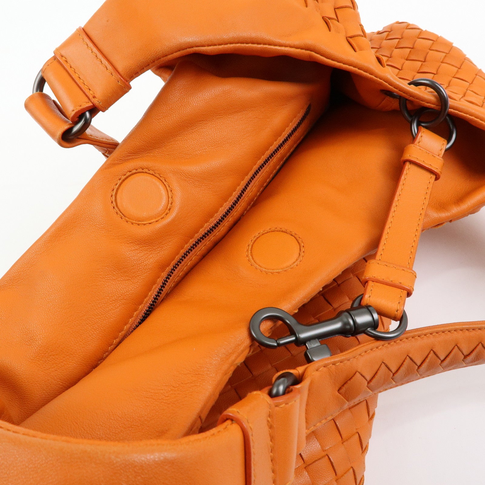 BOTTEGA VENETA Intrecciato Campana Leather Shoulder Bag Orange