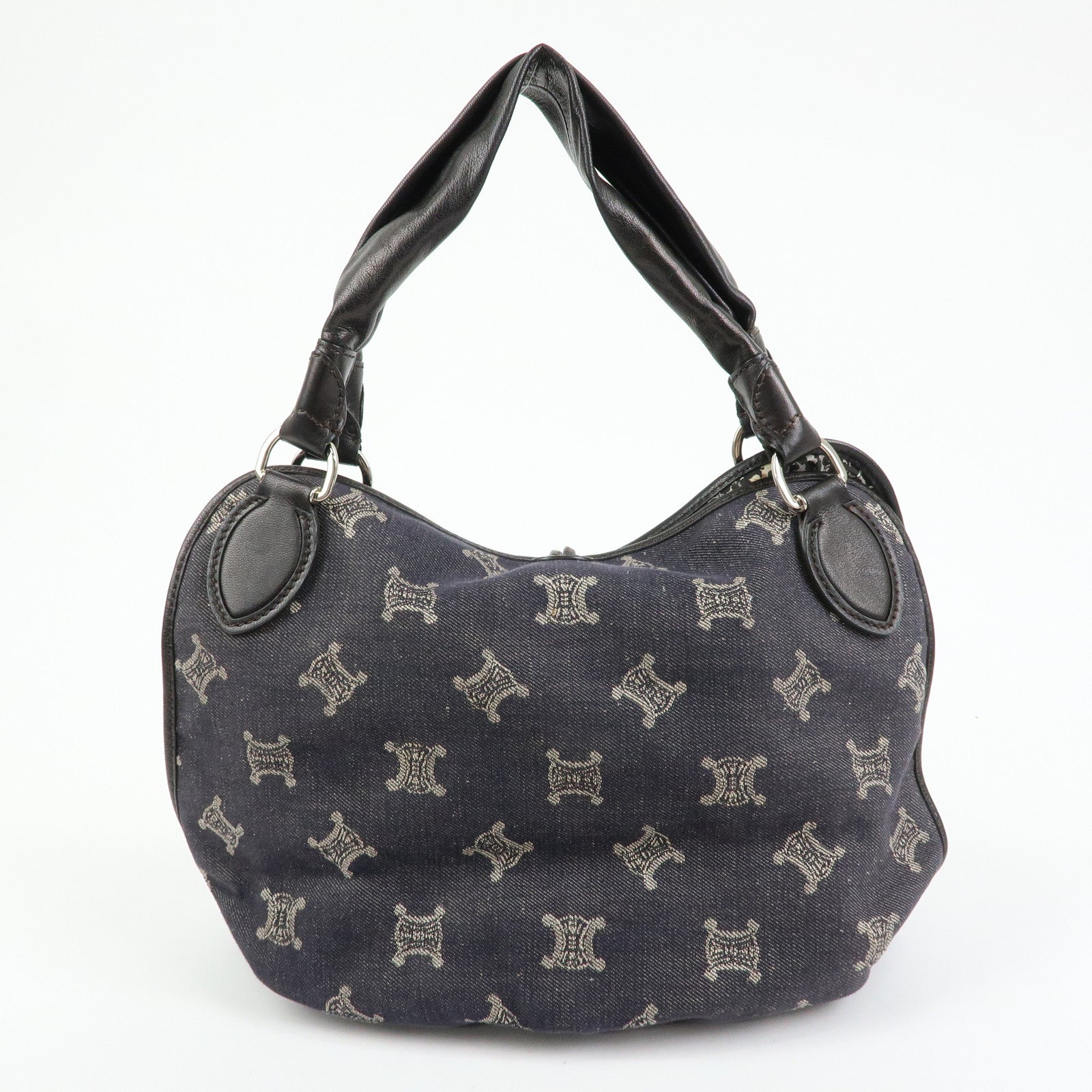 CELINE Macadam Bittersweet Denim Leather Shoulder Bag Indigo Blue Black