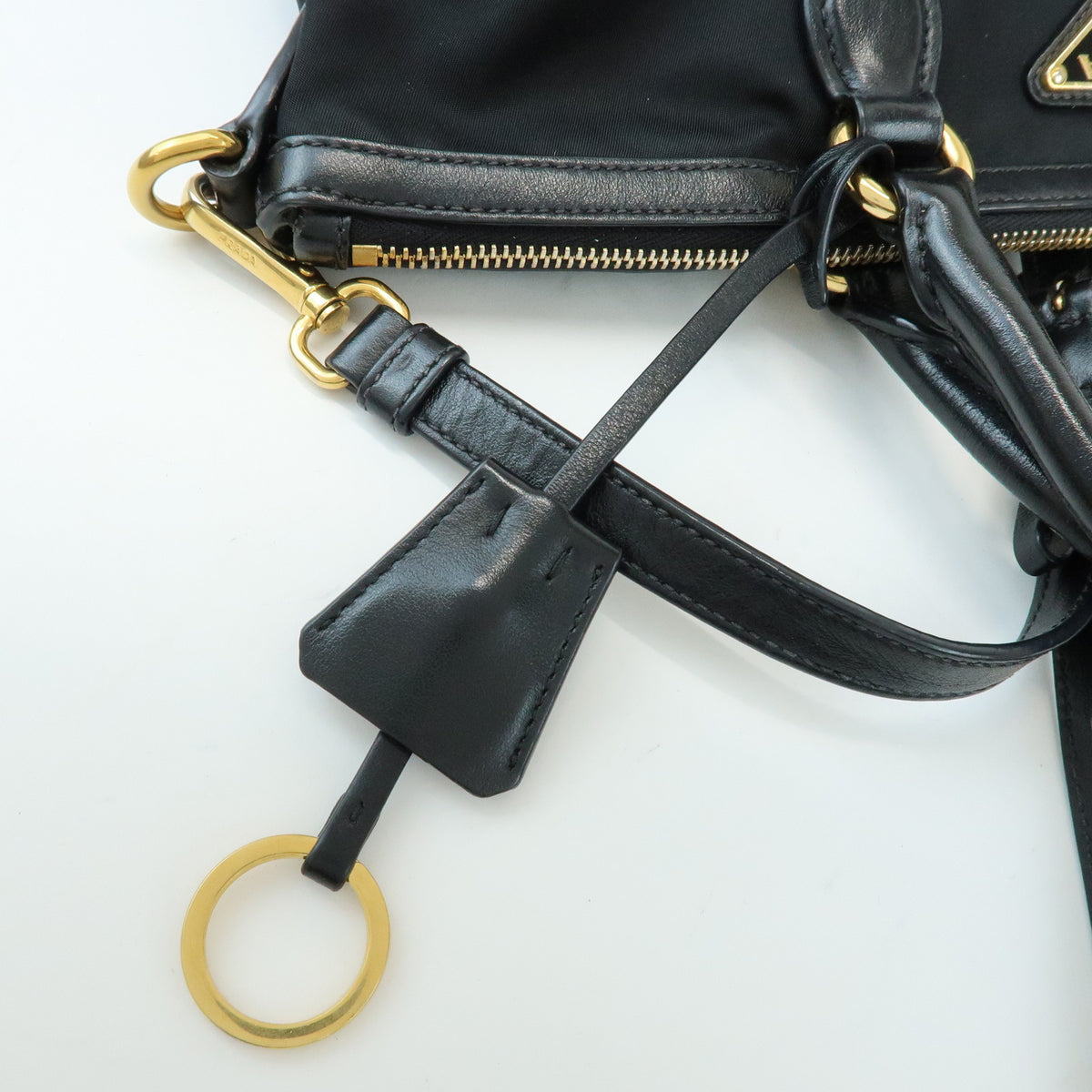 PRADA Triangle Logo Nylon Leather 2Way Bag Hand Bag Shoulder Bag 1BA104
