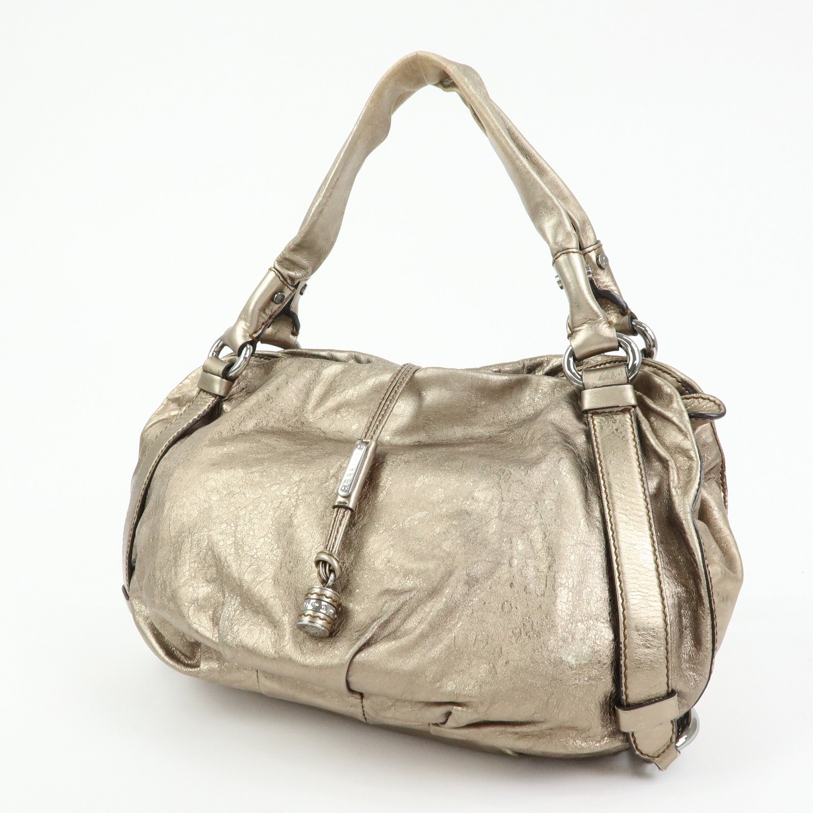 Celine Bittersweet Leather Shoulder Bag Hand Bag Hobo Bag Gold