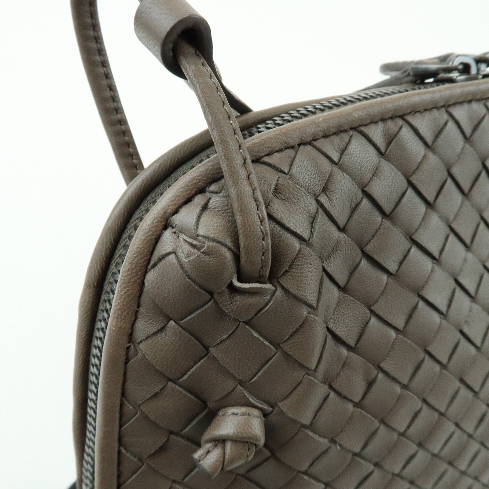 BOTTEGA VENETA Intrecciato Nodini Leather Shoulder Bag Brown