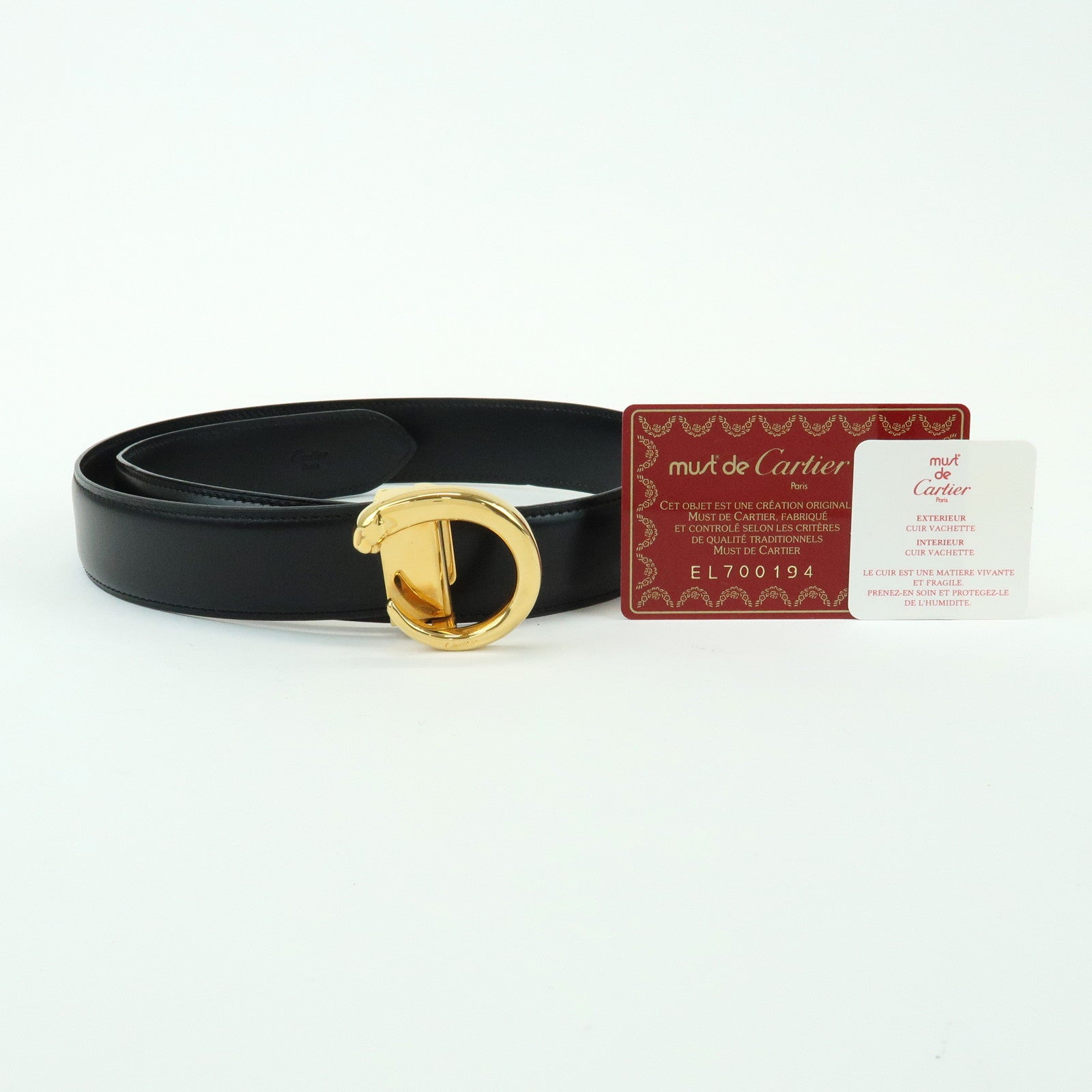 Cartier Must de Cartier Panthere Leather Belt Black