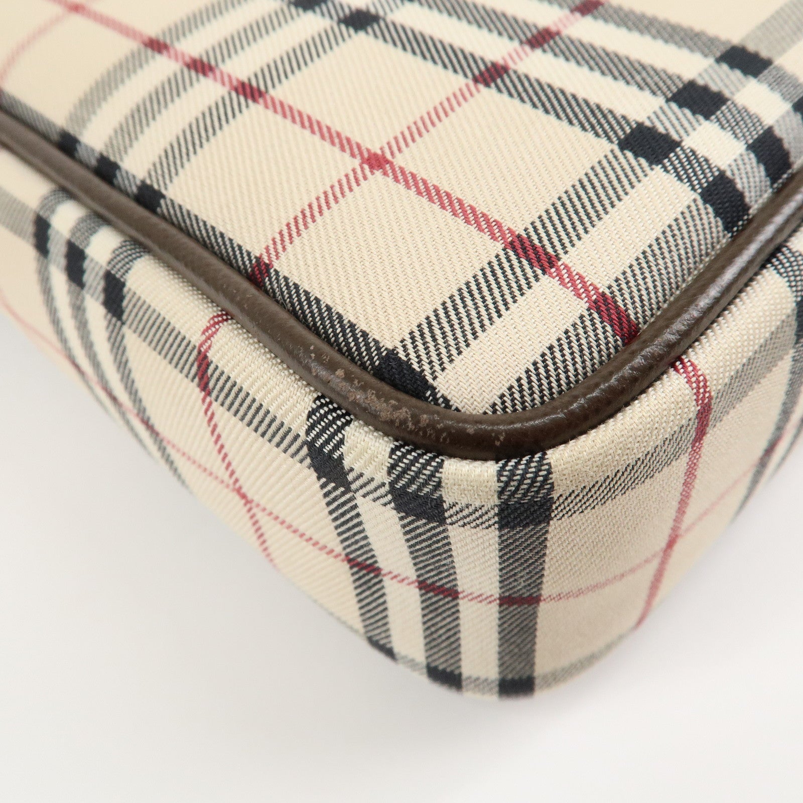 BURBERRY Nova Plaid Canvas Leather Shoulder Bag Crossbody Bag Brown Used