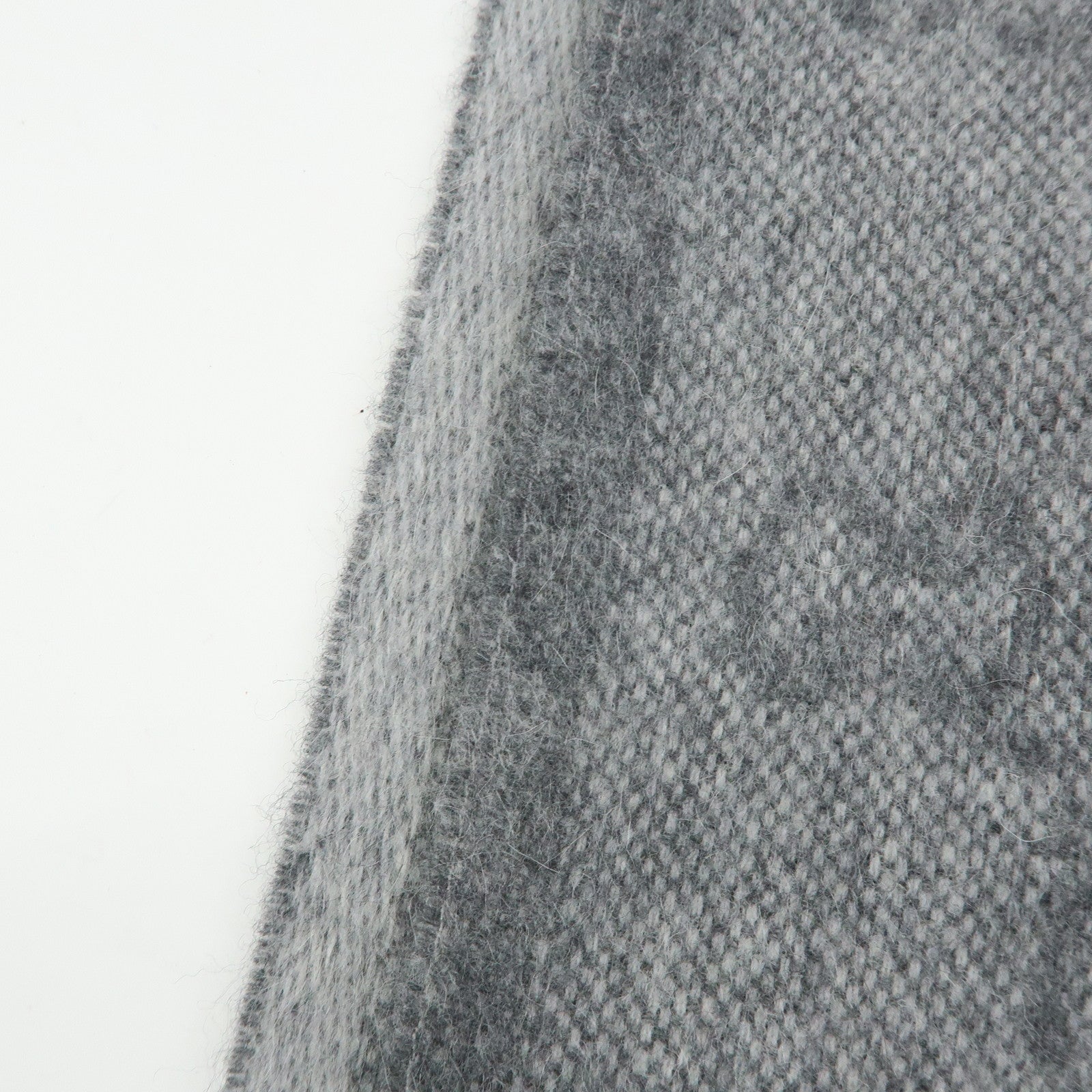 GUCCI Sherry Wool Alpaca Scarf Stole Gray Navy Red