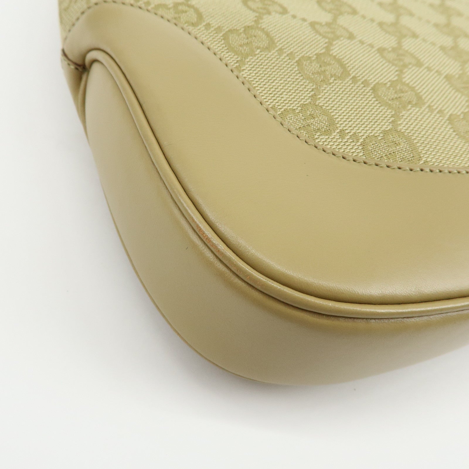 GUCCI Jackie Sherry GG Canvas Leather Shoulder Bag Beige 00963 001998