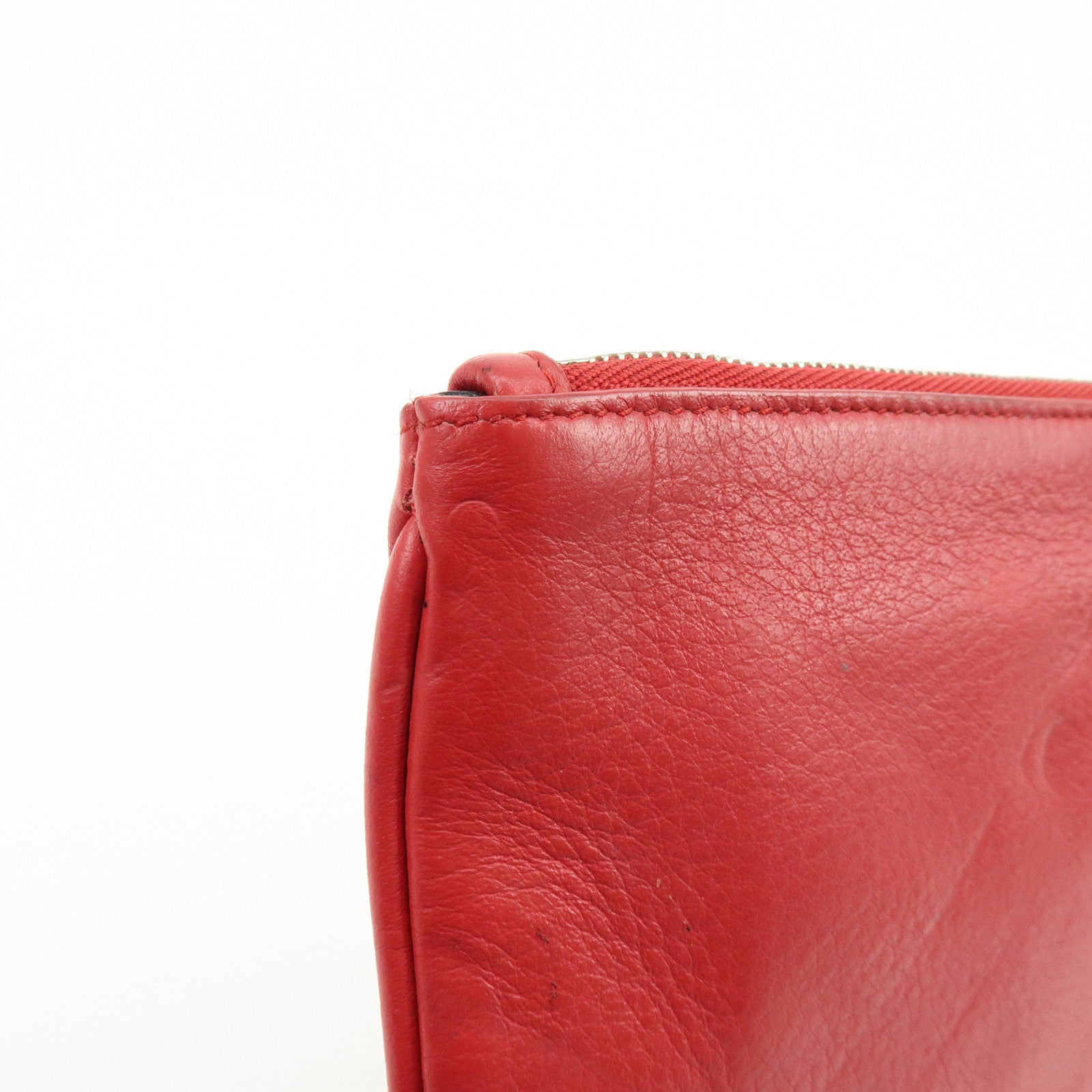 BALENCIAGA Leather Everyday Pouch Clutch Bag Flat Pouch Red 551992