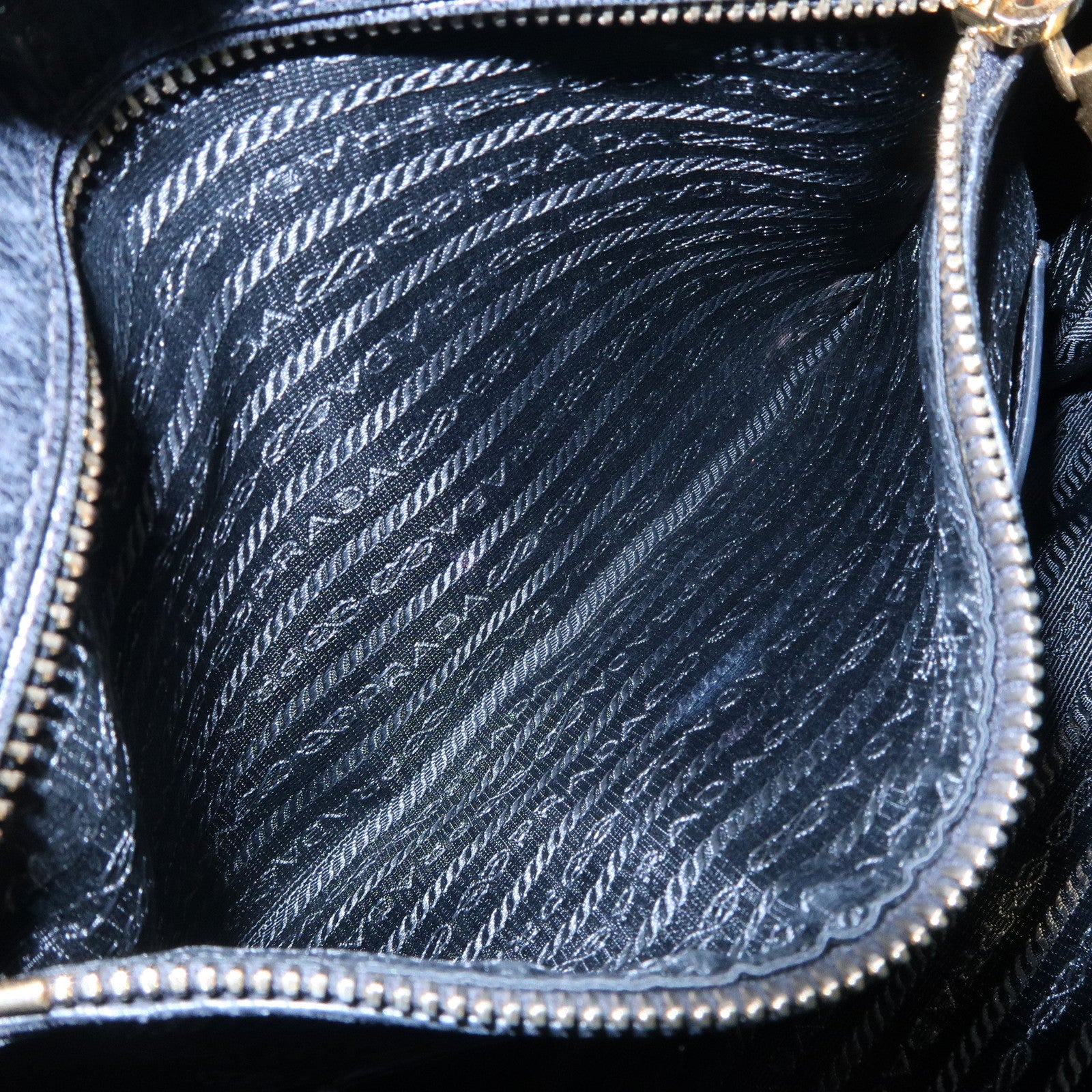 PRADA Logo Leather Shoulder Bag Hand Bag Gold Hardware Black Used