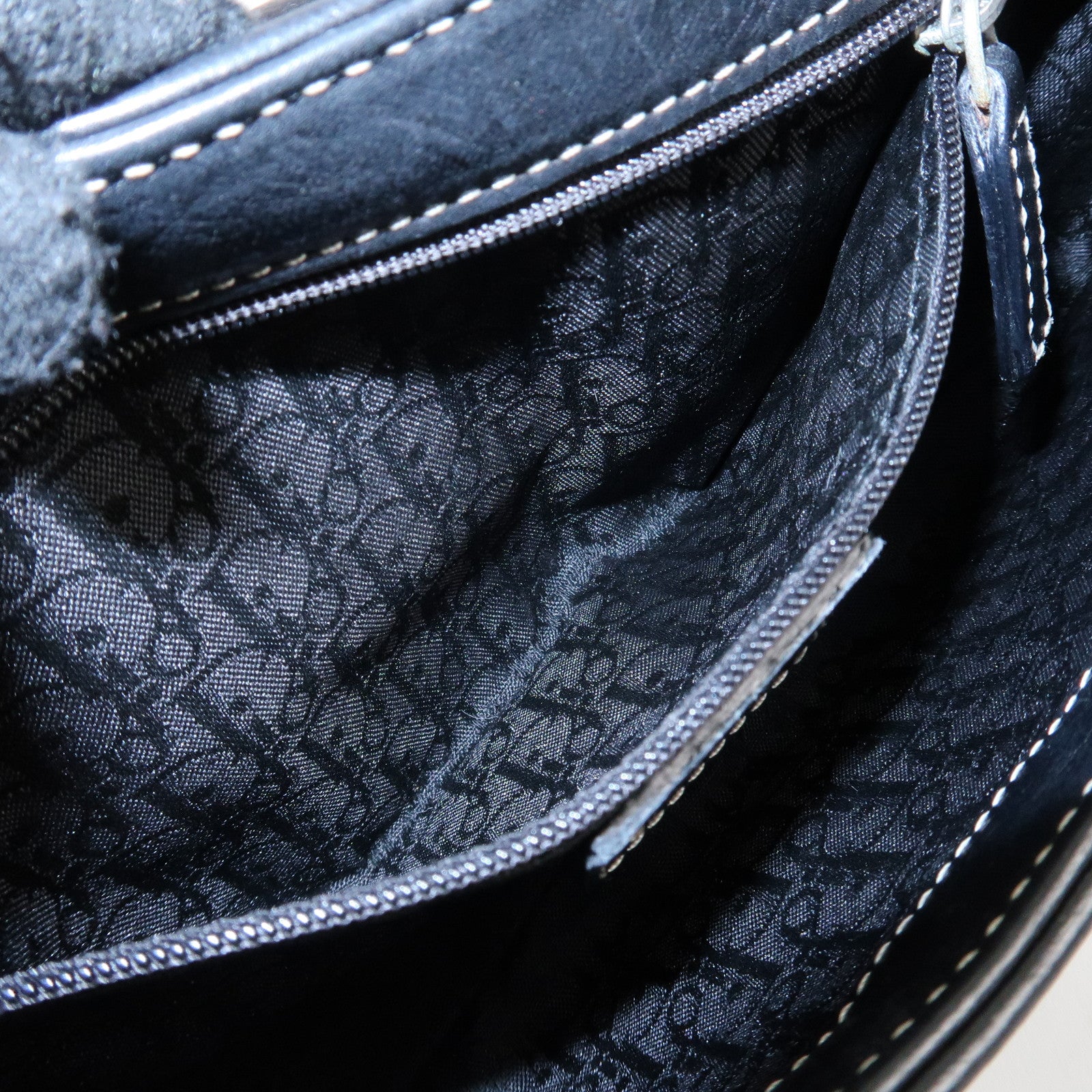 Christian Dior CD Logo Leather Shoulder Bag Hand Bag Black Used