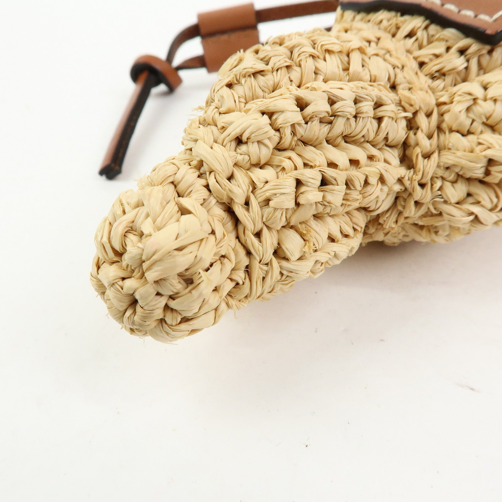 LOEWE Anagram Raffia Leather Shoulder Bag Shell Motif