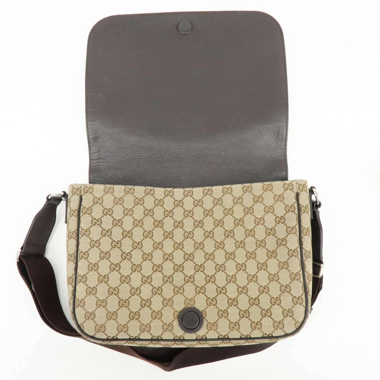 GUCCI GG Canvas Leather Shoulder Bag Crossbody Bag Beige Brown 449171