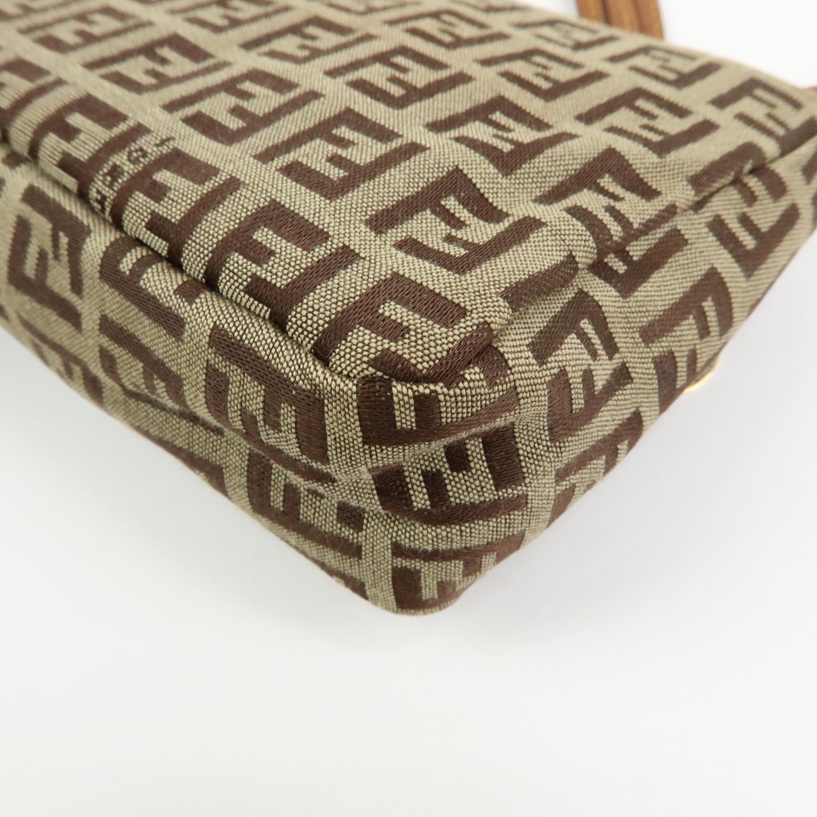 FENDI Zucchino Canvas Leather Hand Bag Accessory Pouch Beige 8BR513