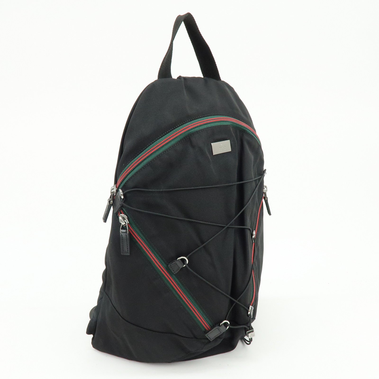GUCCI Sherry Canvas Leather Backpack Rucksack Black 122349