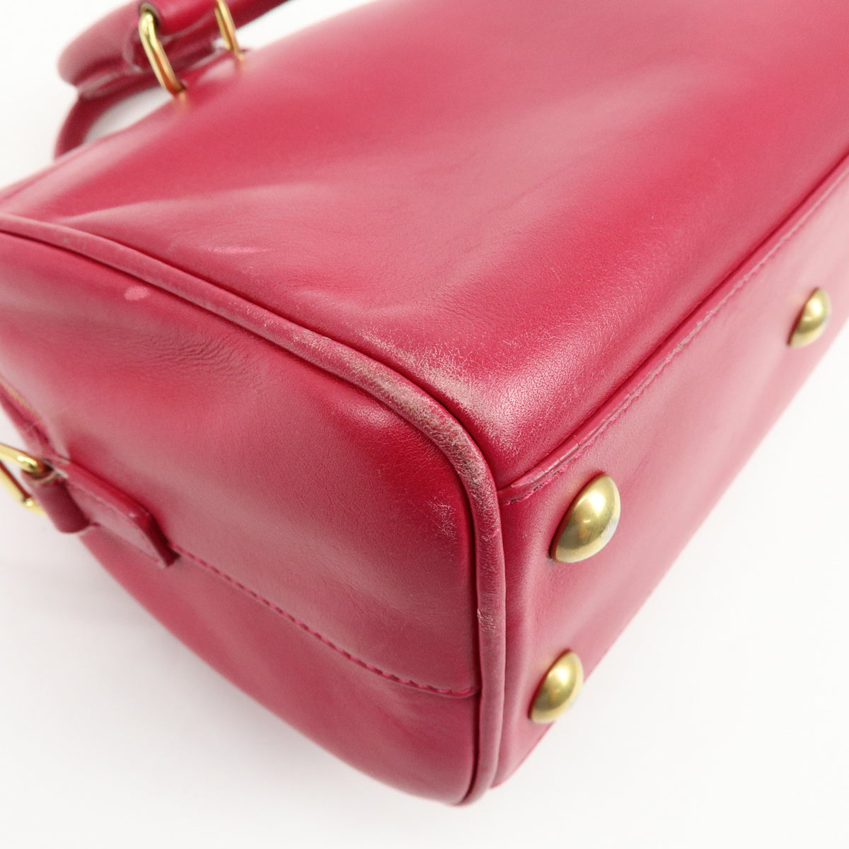 SAINT LAURENT PARIS Baby Duffle Leather 2Way Hand Bag Fuchsia 330958