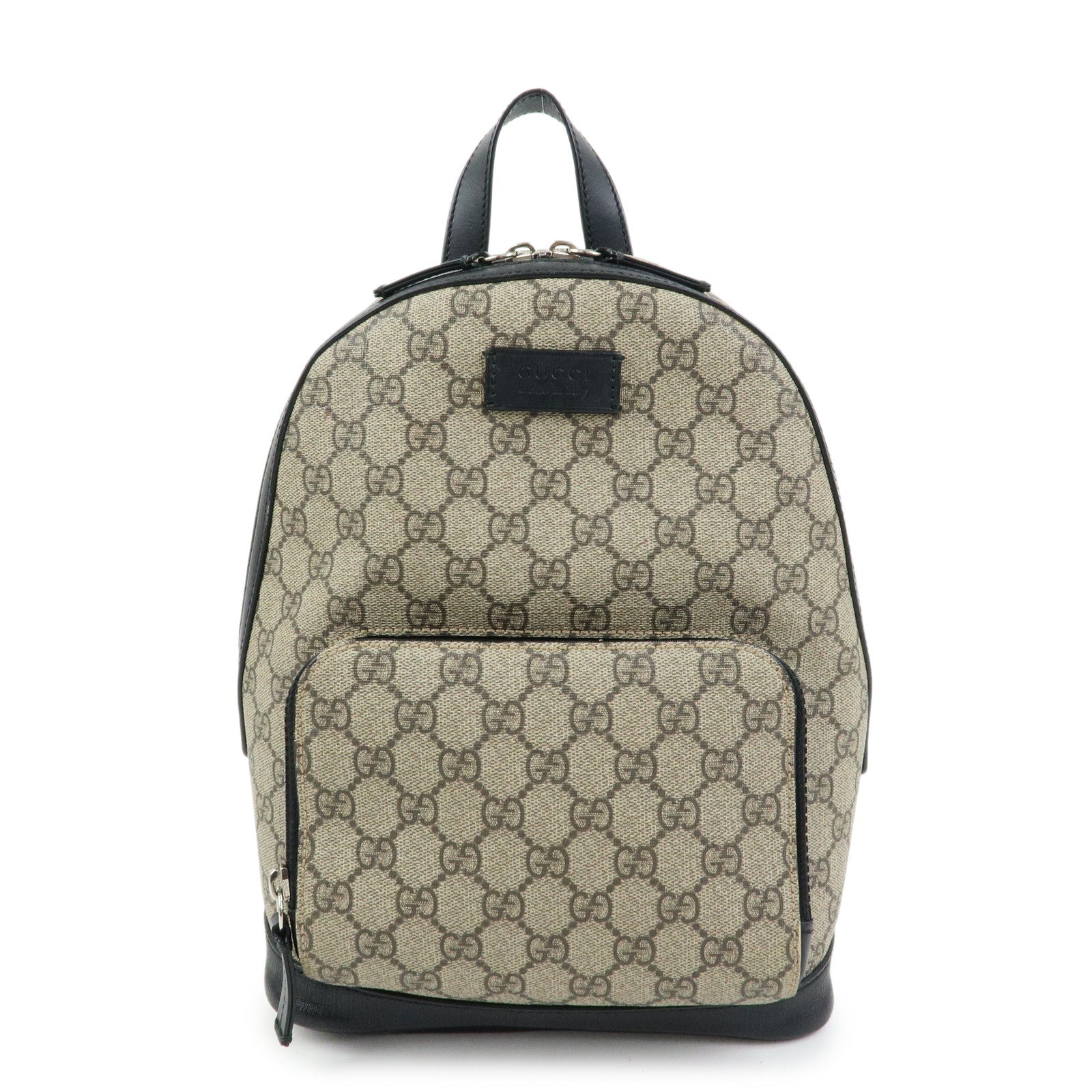GUCCI GG Supreme Leather Backpack Rucksack Beige Black 429020